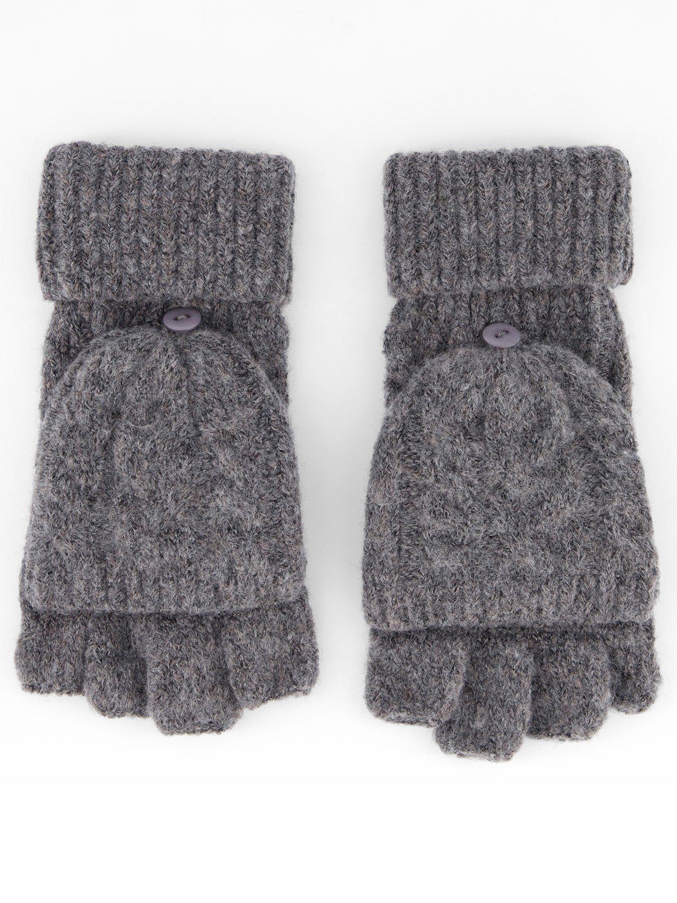 Image 3 of 5 of The Very Collection Cable Knit Mittens - Grey
