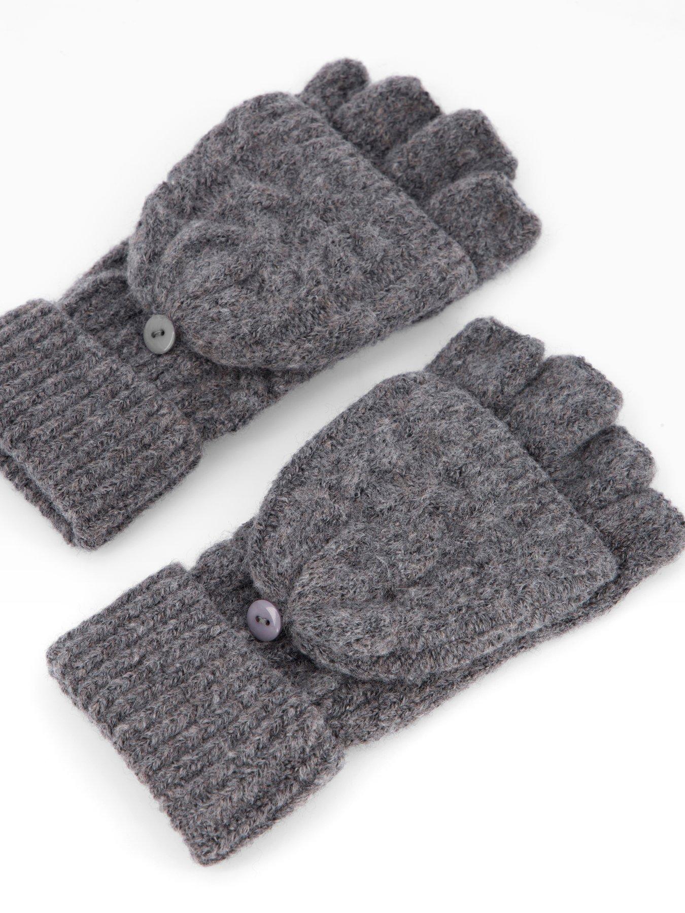Image 5 of 5 of The Very Collection Cable Knit Mittens - Grey