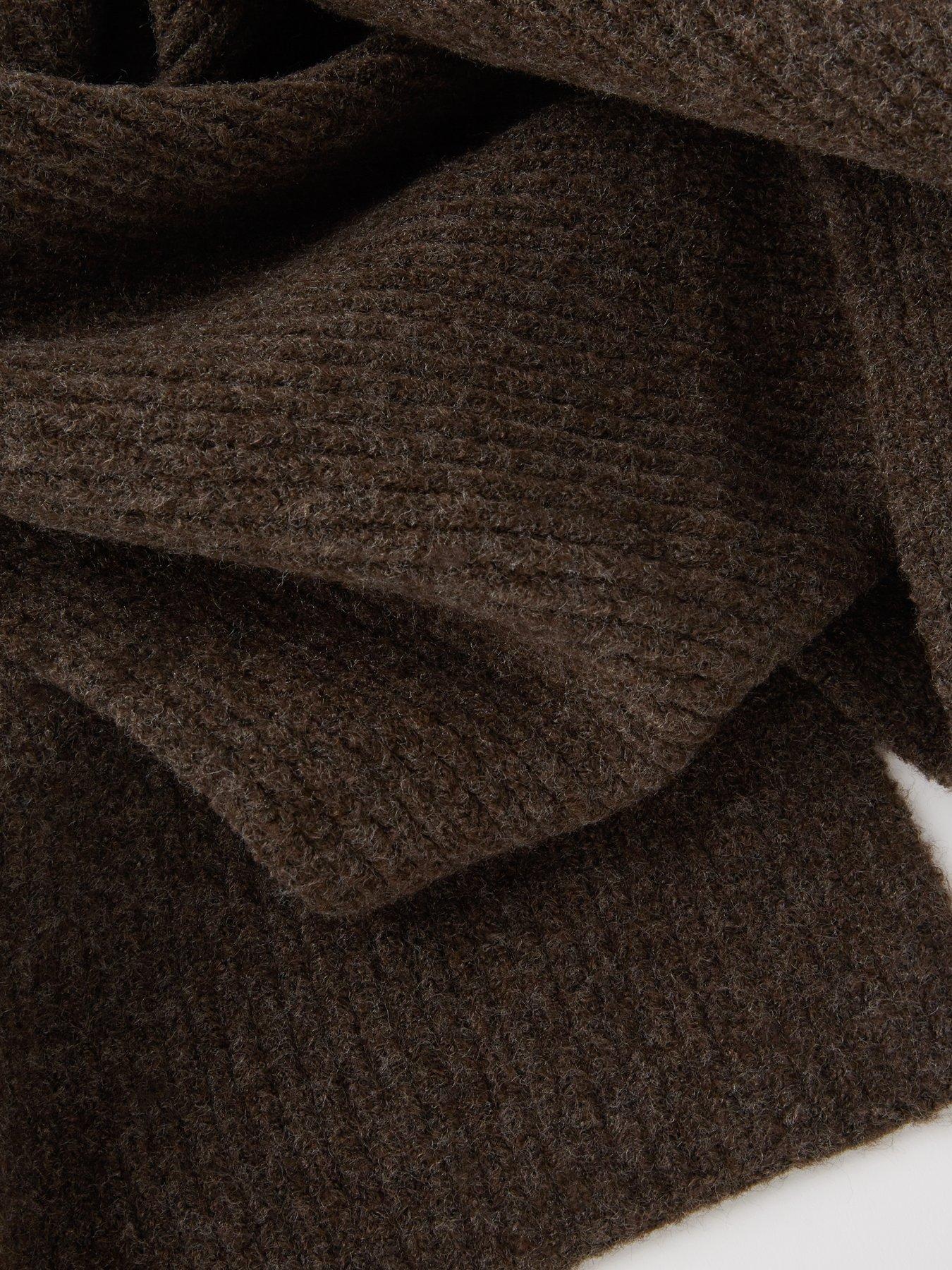 Image 4 of 5 of The Very Collection Knitted Rib Scarf - Chocolate