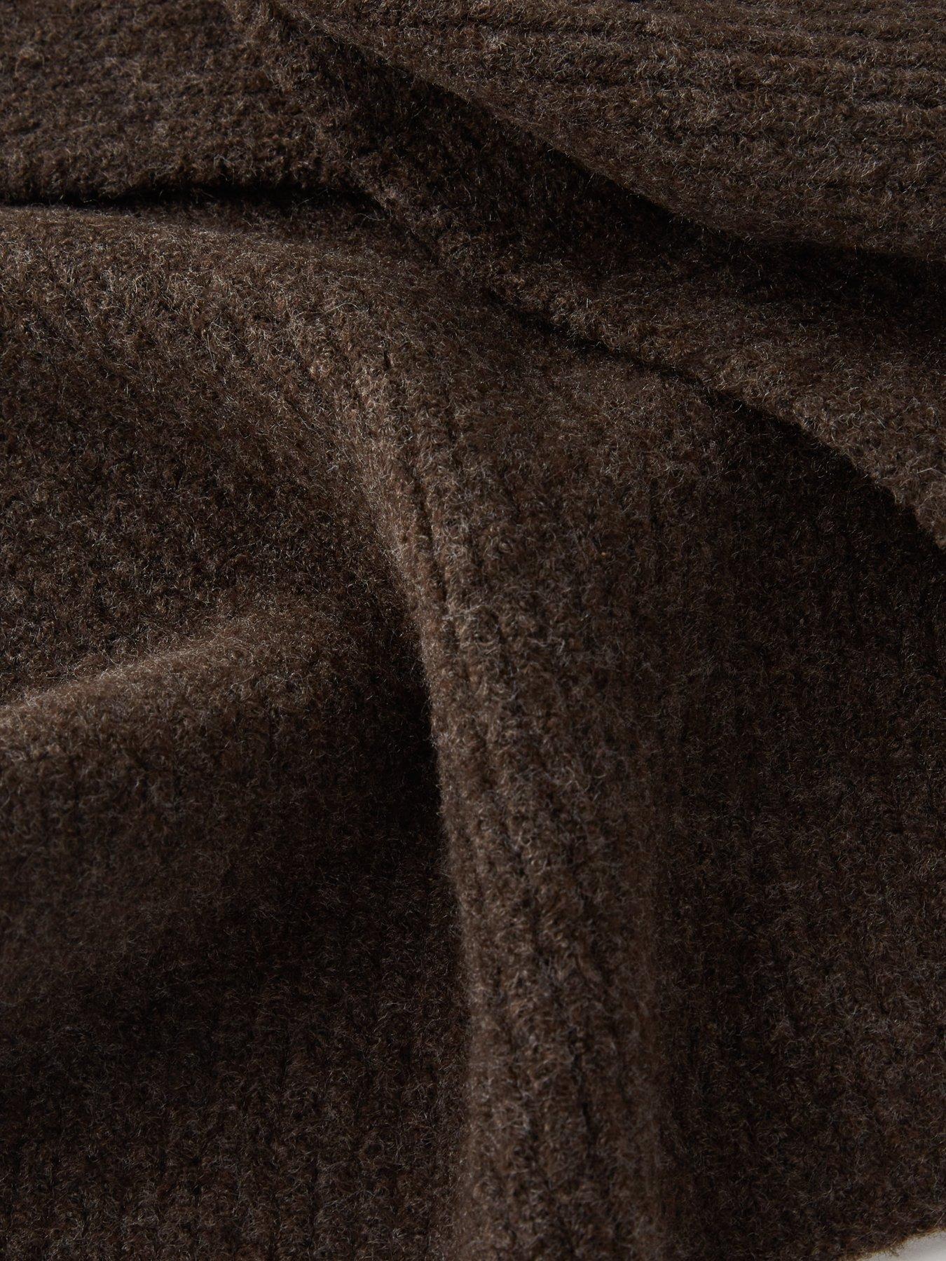 Image 5 of 5 of The Very Collection Knitted Rib Scarf - Chocolate