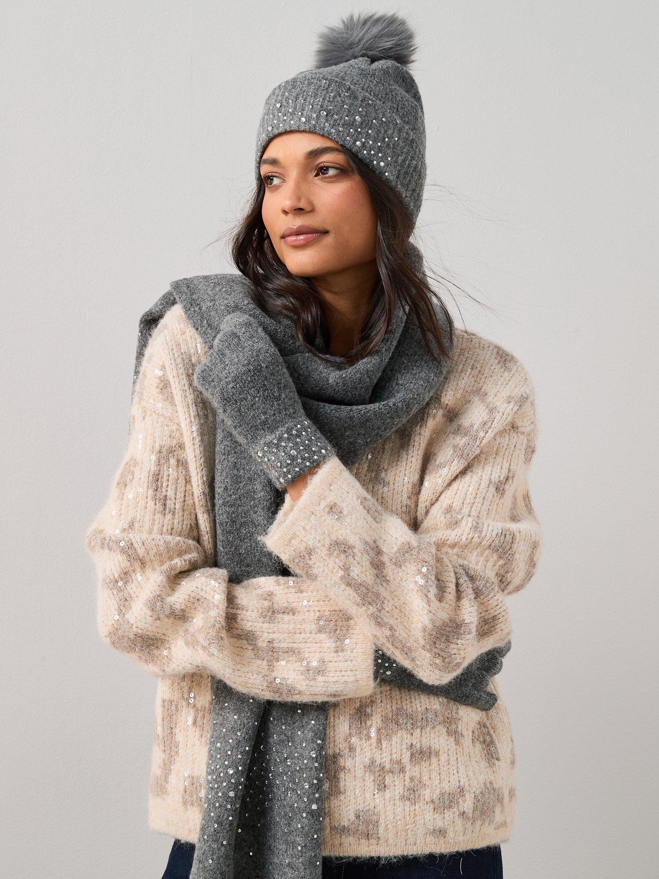 The Very Collection Heat Fix Hat Glove And Scarf Set - Grey