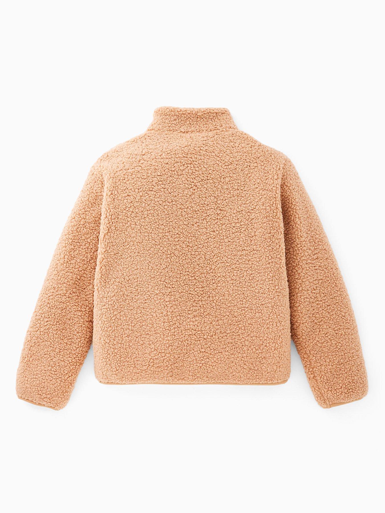 V by Very Girls Borg Jacket With Contrast Details Camel Very