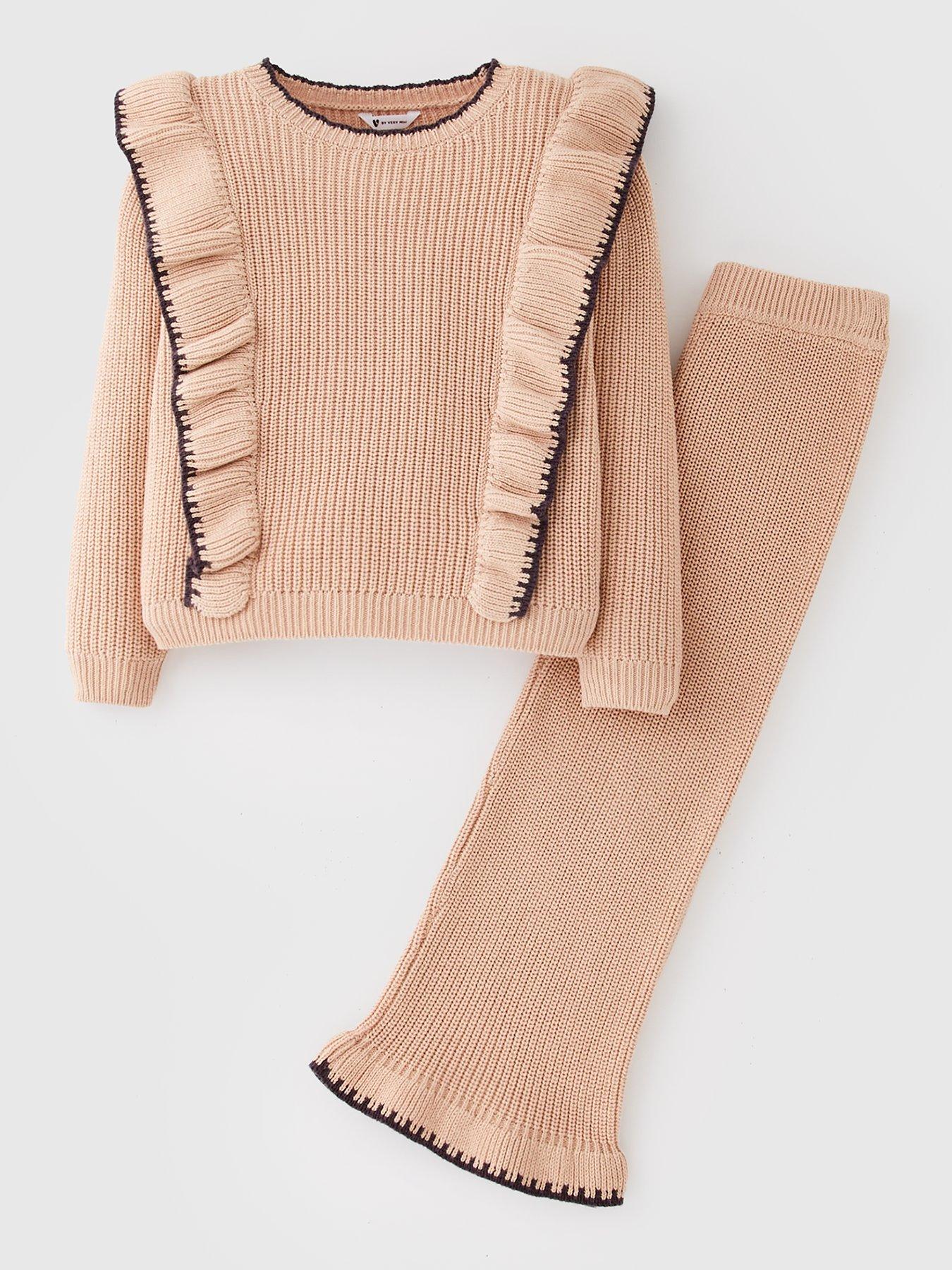 Mini V by Very Girls Knitted Contrast Hem Set - Cream
