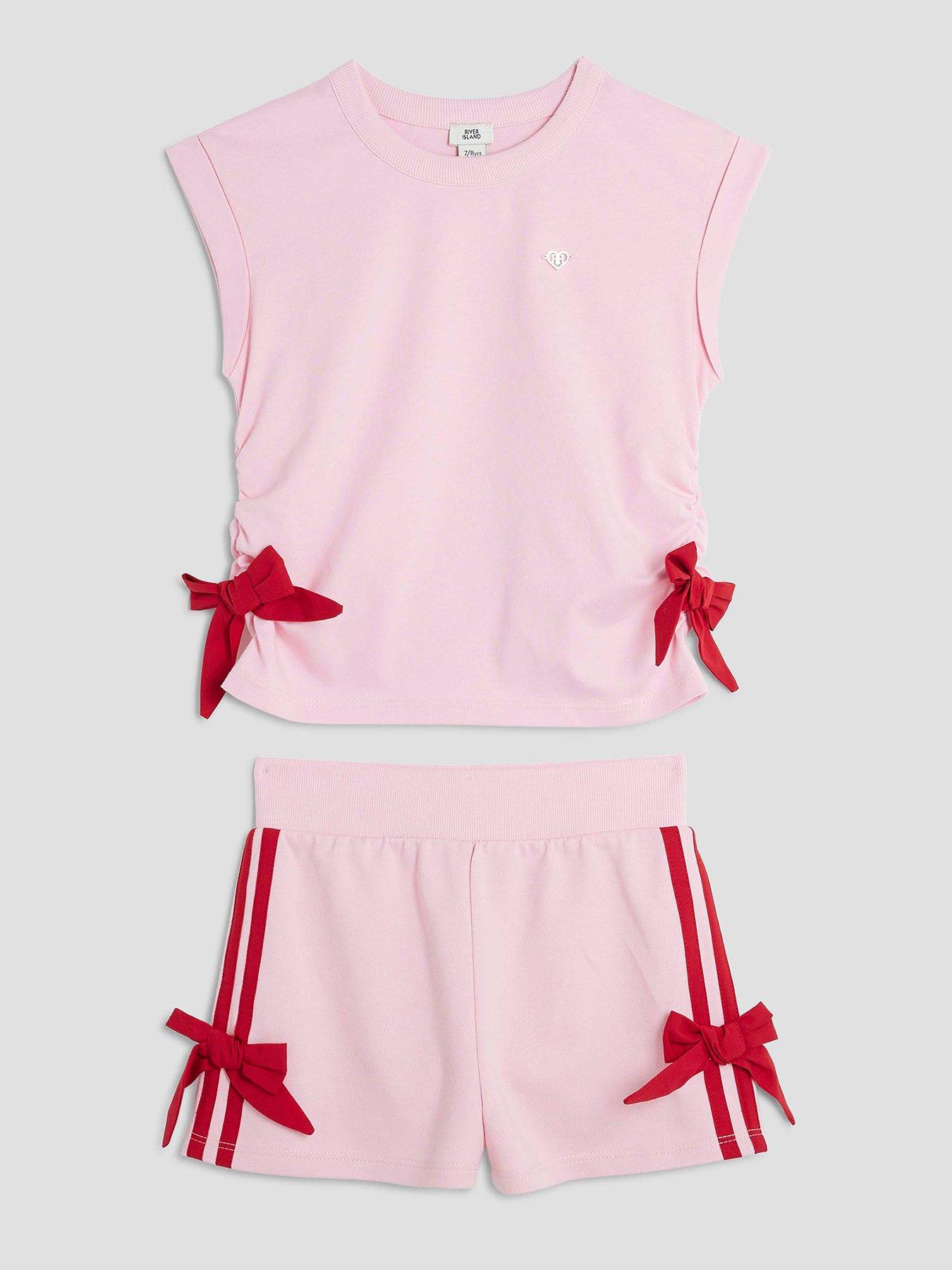 undefined Older Girls Bow Shorts Set - Pink