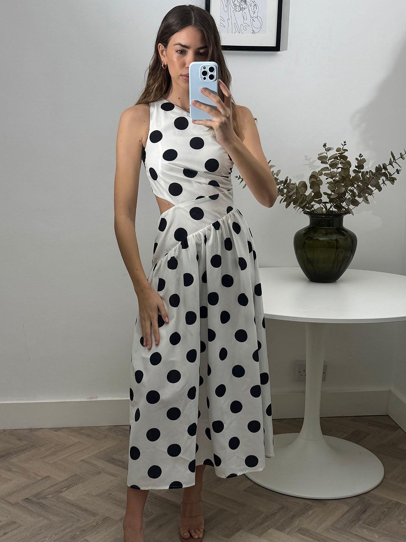 undefined Jasmine One Shoulder Drop Waist Dress - Black/white