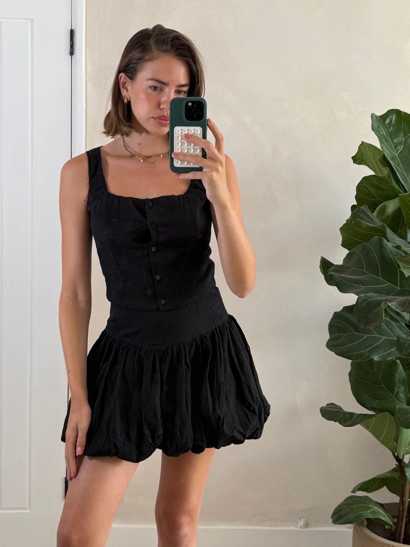 undefined Broderie Button Down Top - Black