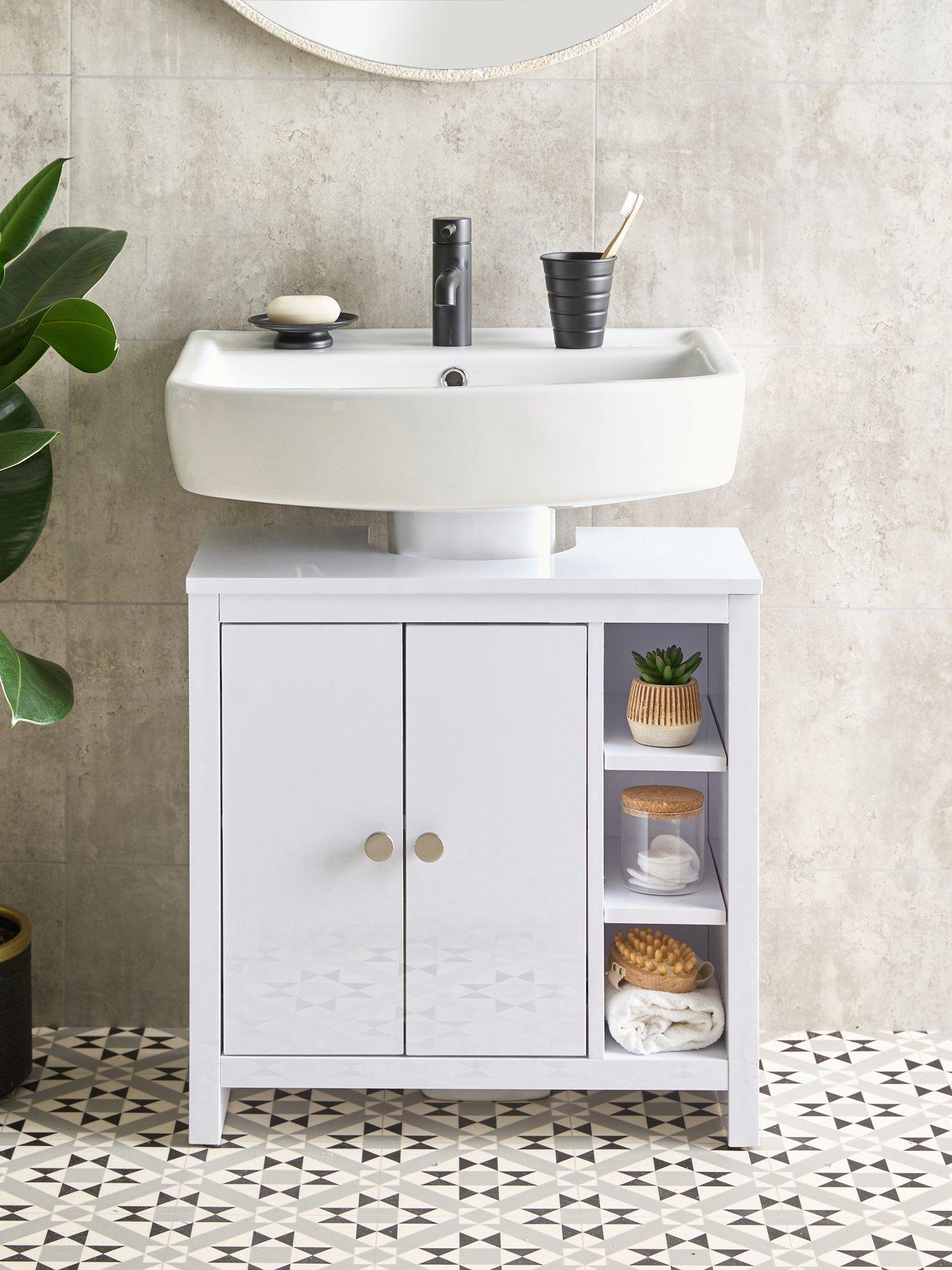 undefined Bramford Gloss Under Sink Cabinet With Side Shelves