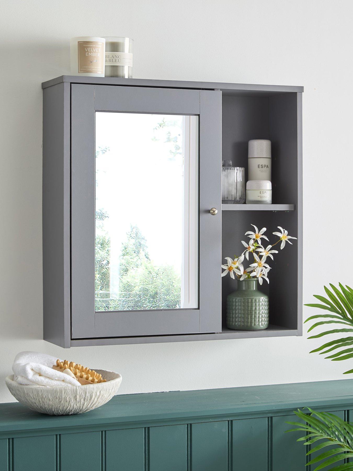 The Very Collection Corrie Mirrored Bathroom Wall Cabinet - Grey - FSC® Certified