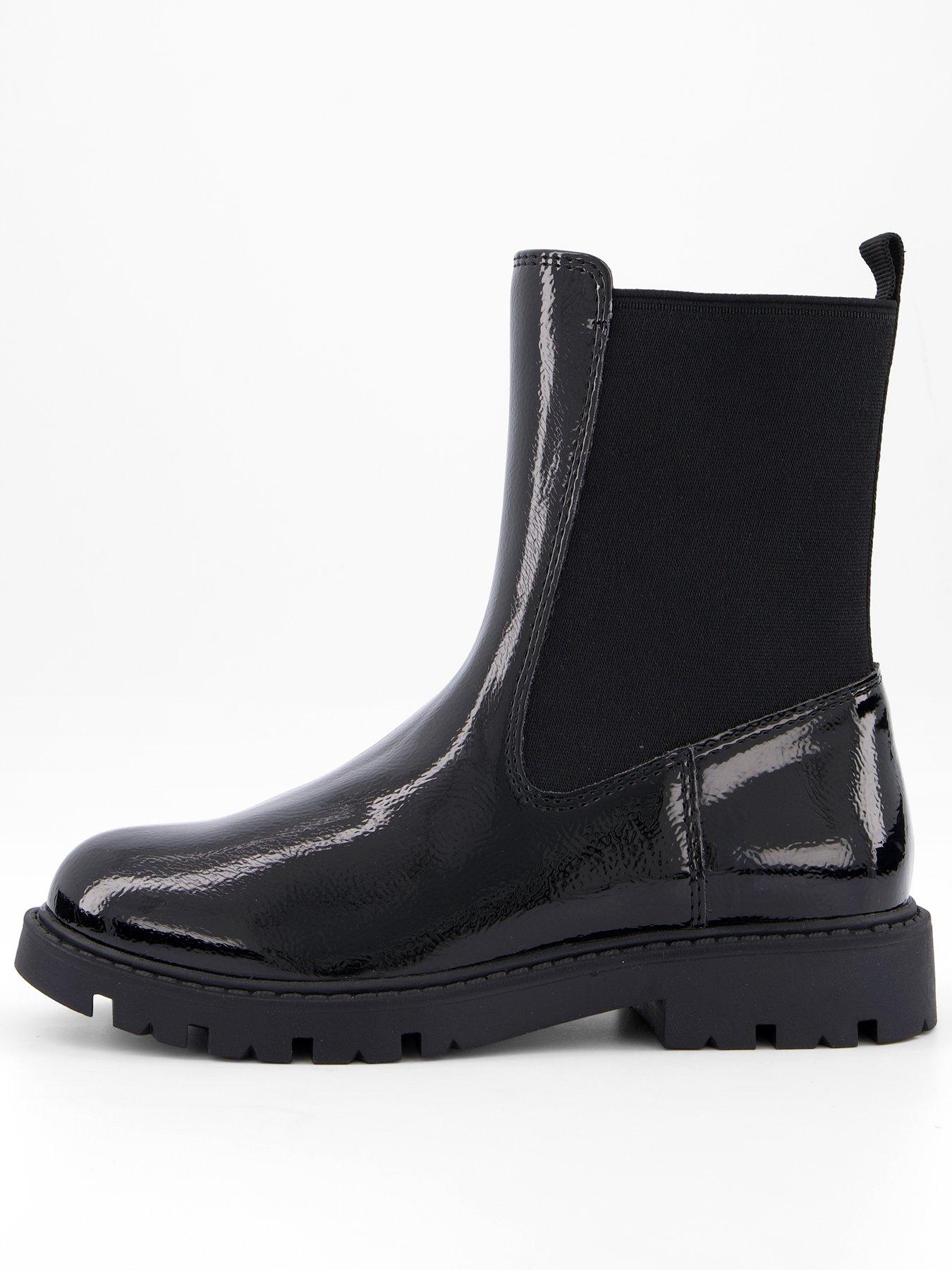 The Very Collection Girls Patent Chelsea Boots - Black