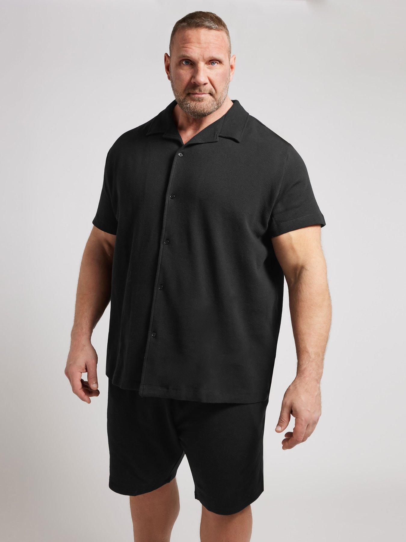 undefined Textured Short Sleeve Polo Shirt - Black