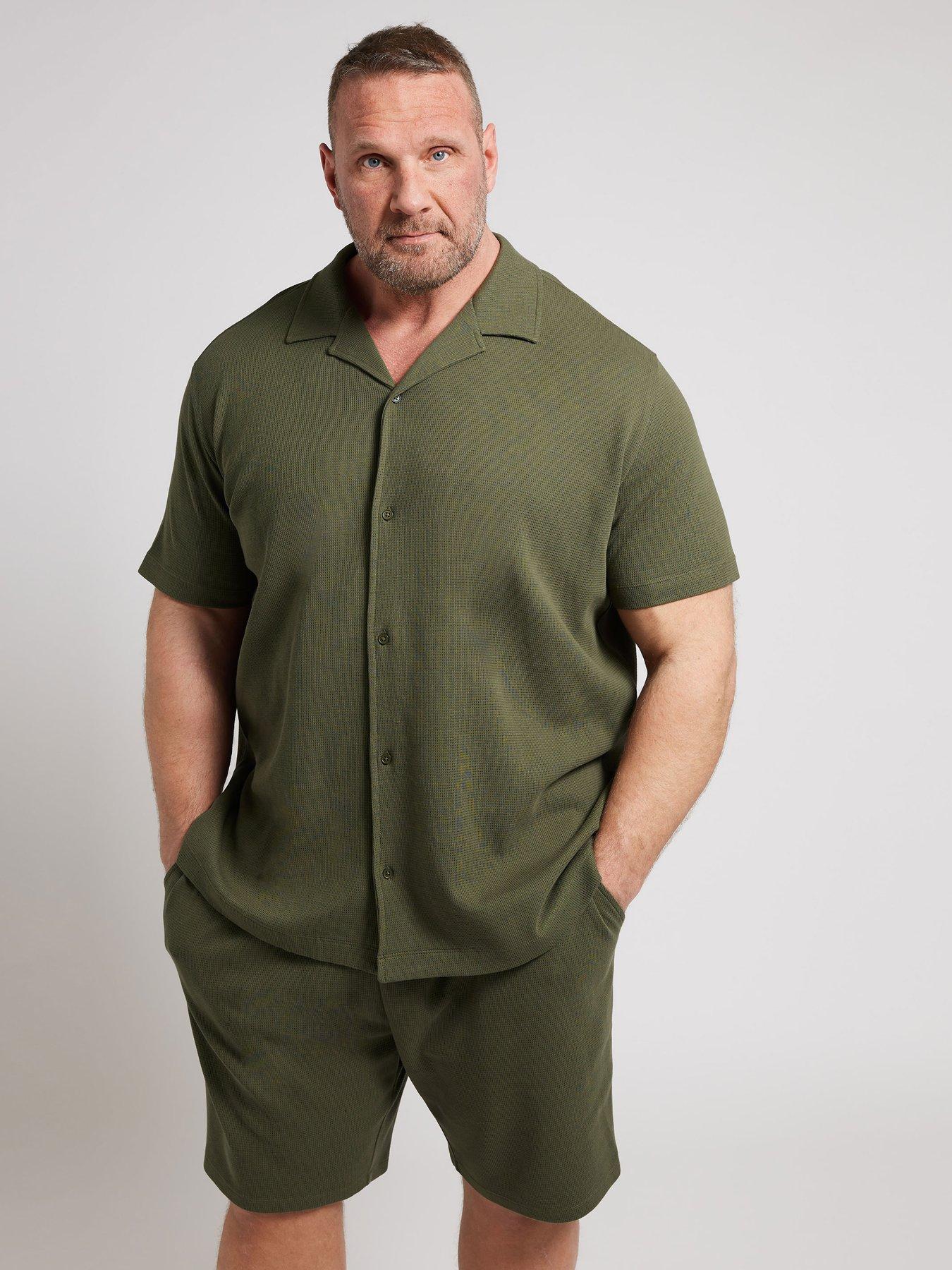 undefined Textured Short Sleeve Polo Shirt - Green