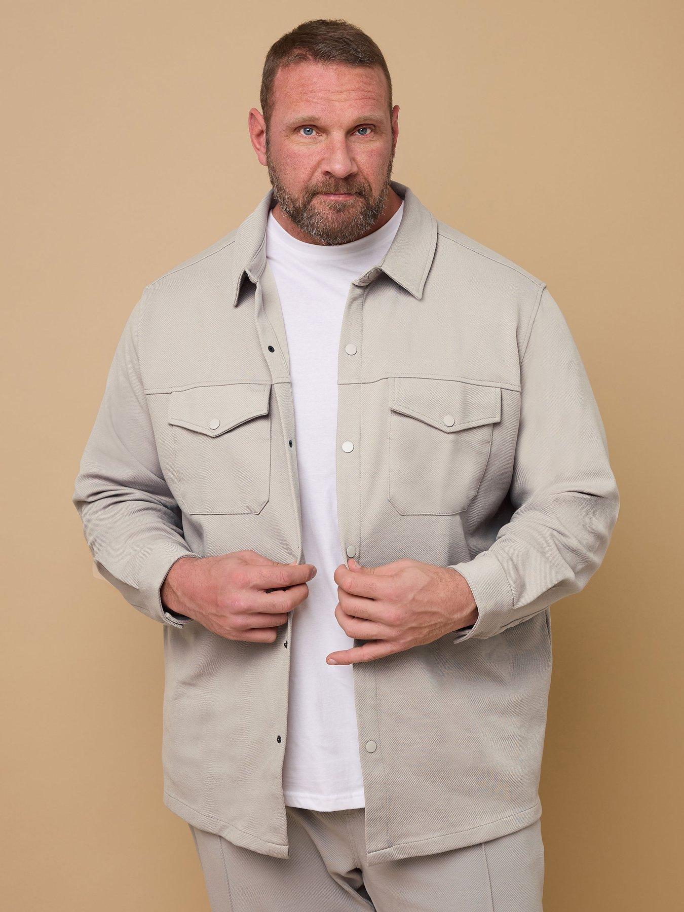 undefined Textured Jersey Shacket - Natural