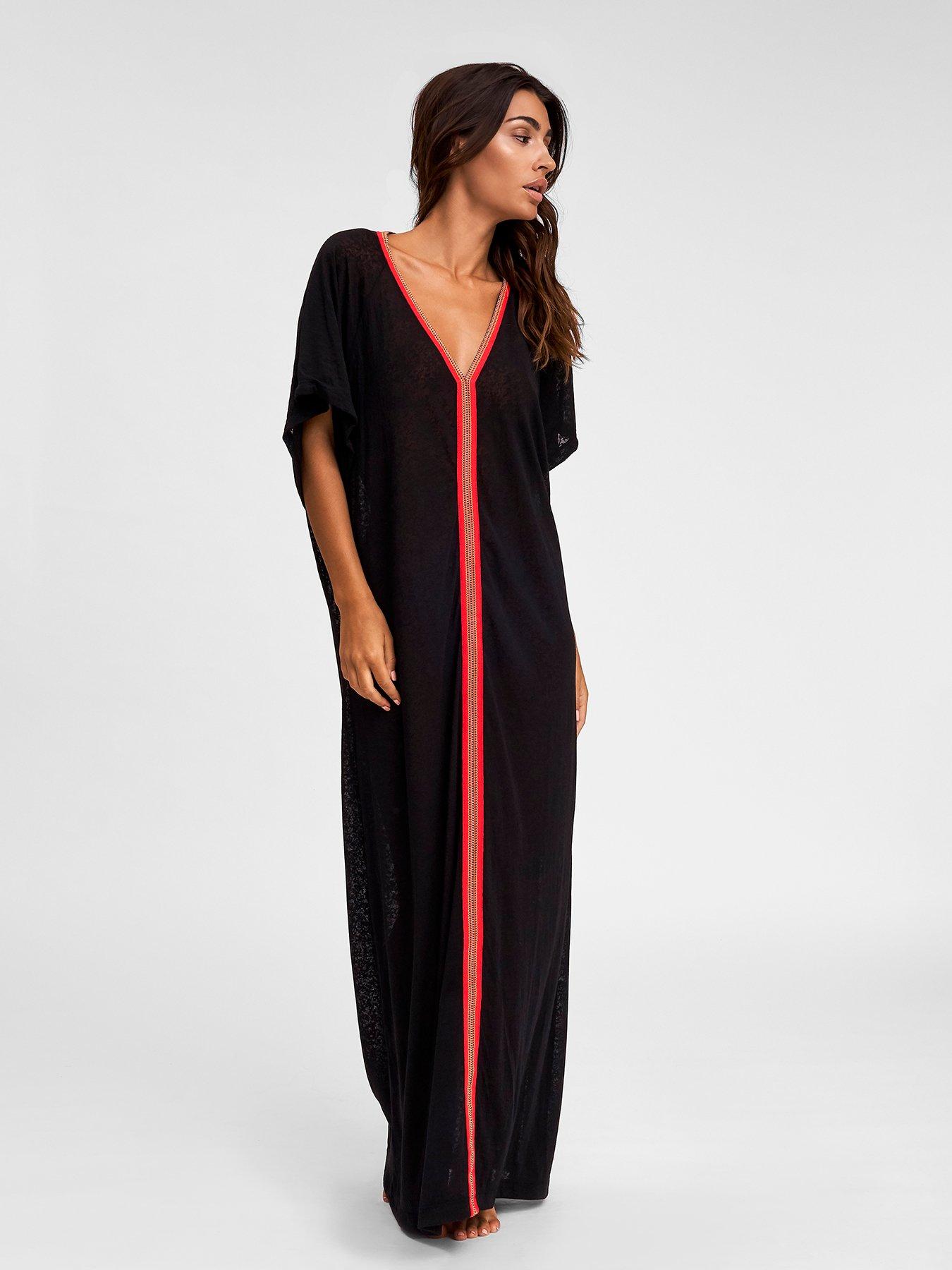 undefined Pitusa Inca Abaya - Black/Red