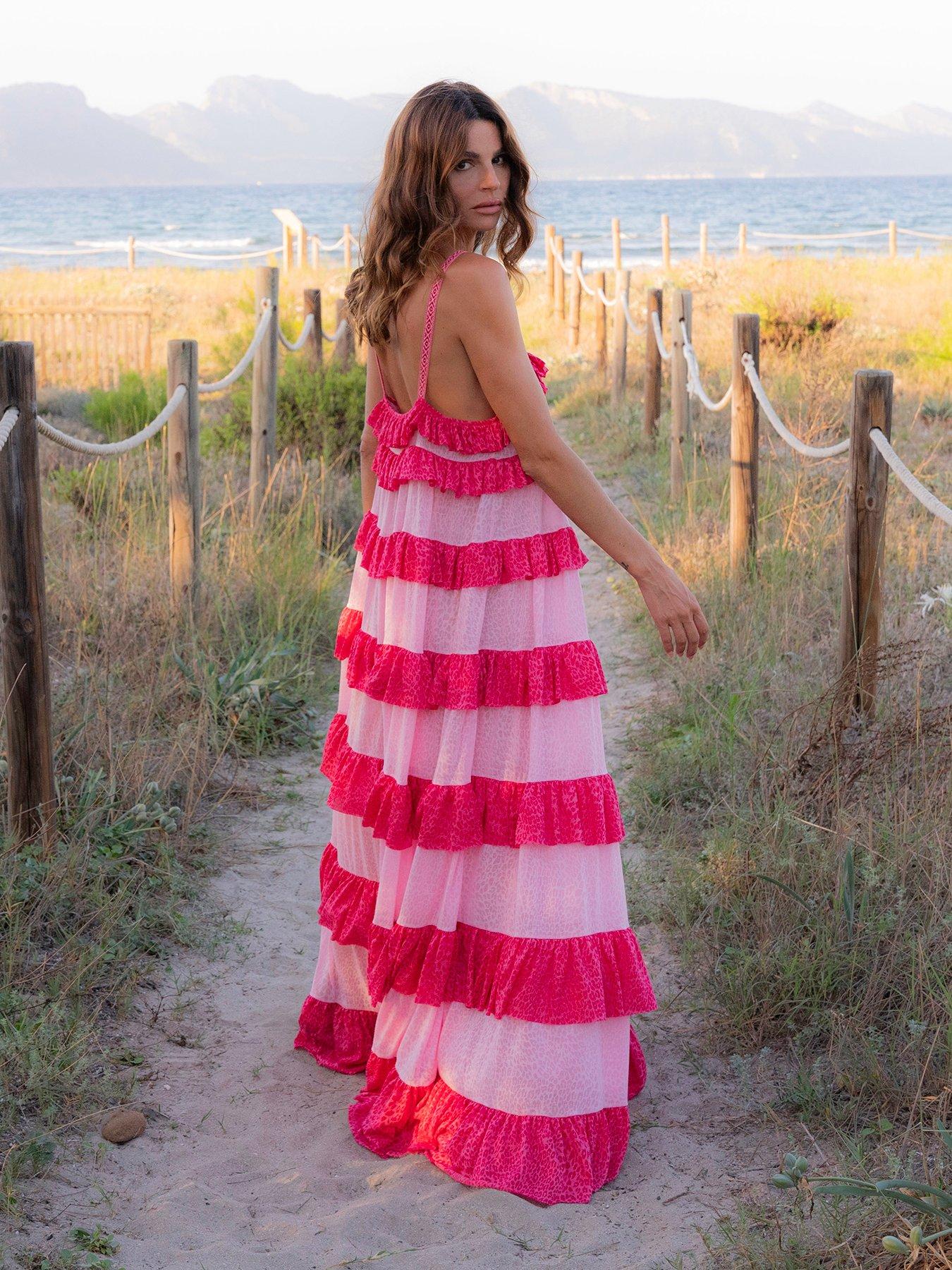 undefined Pitusa Colourblock Tiered Ruffle Dress - Light Pink
