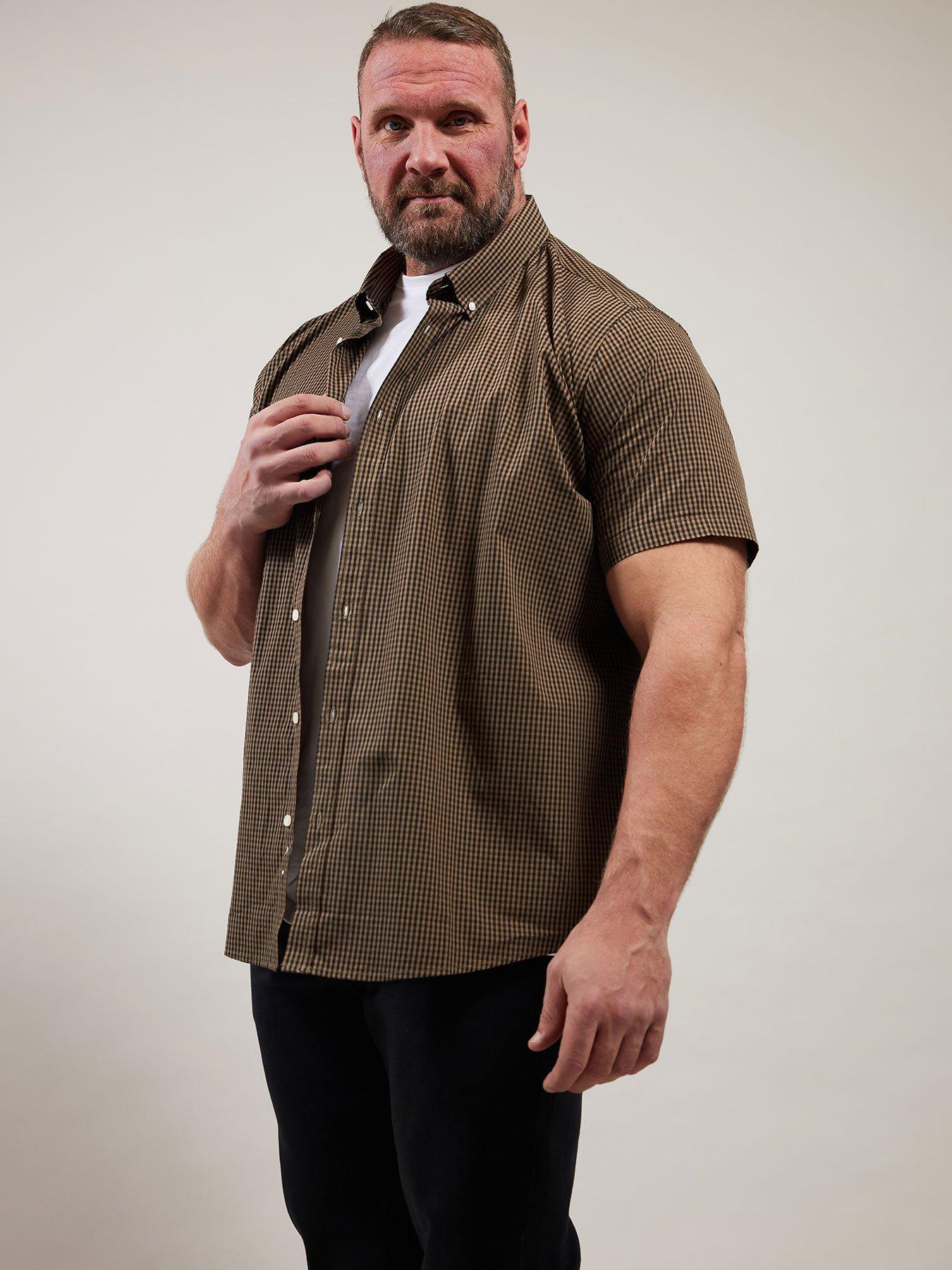 undefined Gingham Check Short Sleeve Shirt - Brown