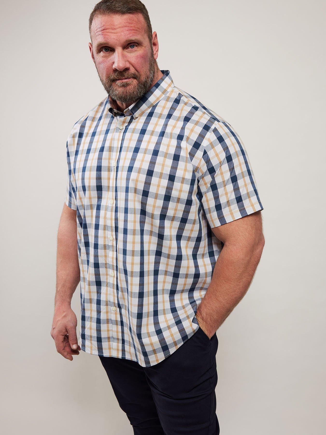 undefined Check Short Sleeve Shirt - Blue