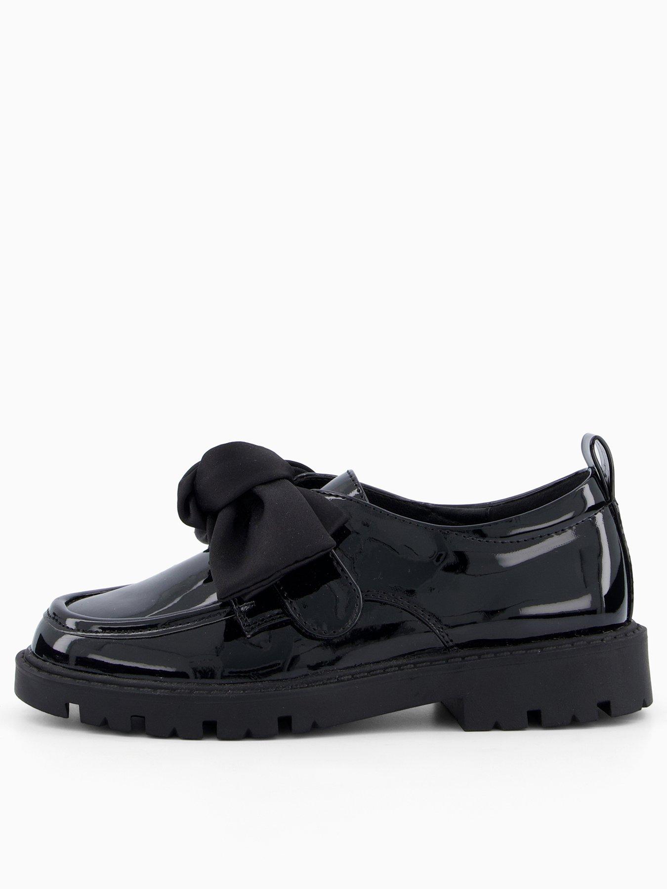The Very Collection Girls Patent Mary Jane Bow School Shoes - Black