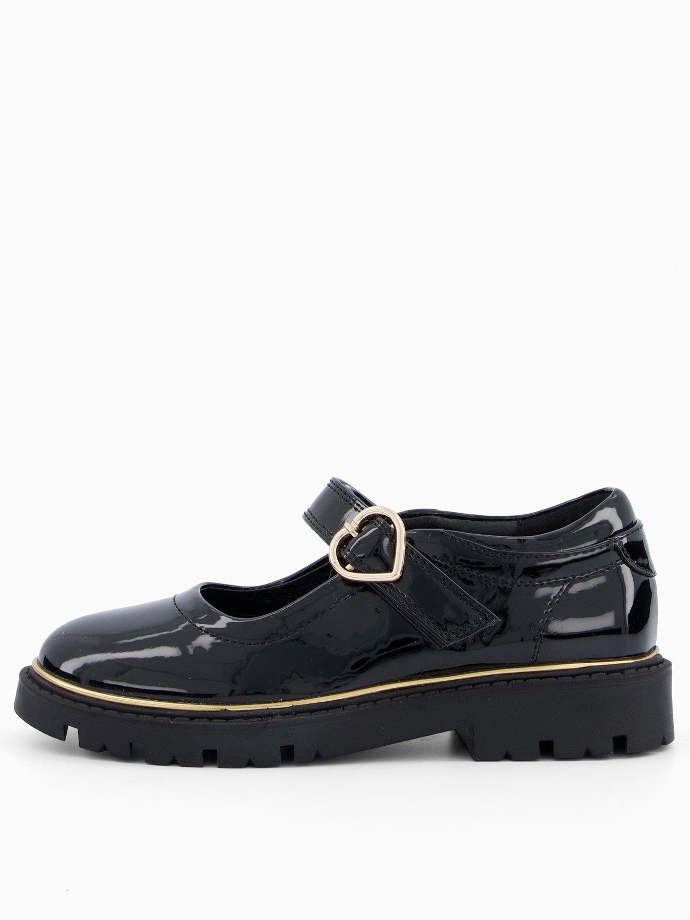 undefined Older Girls Heart Buckle School Shoes