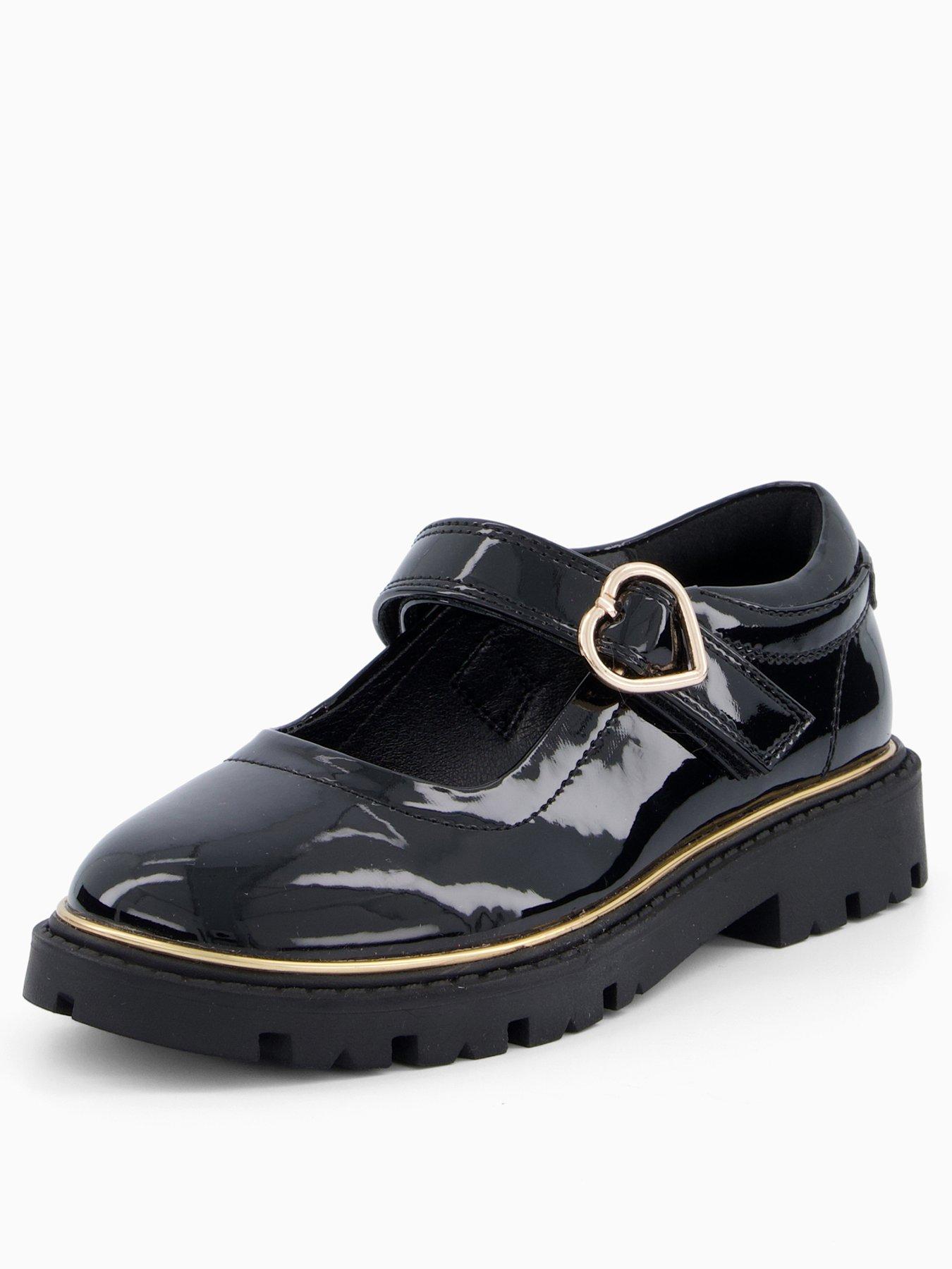 Image 2 of 7 of V by Very Older Girls Heart Buckle School Shoes - Black