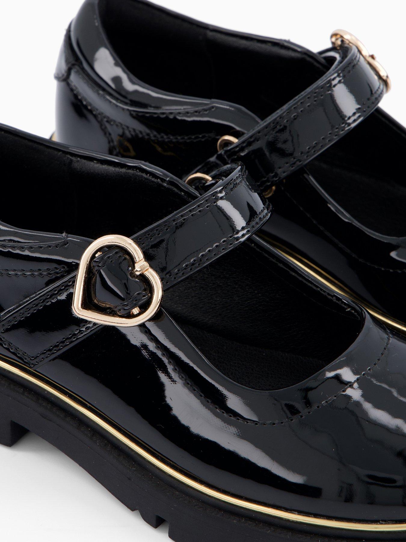 Image 5 of 7 of V by Very Older Girls Heart Buckle School Shoes - Black
