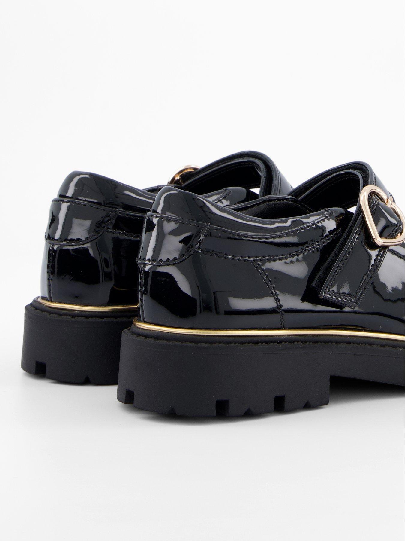 Image 6 of 7 of V by Very Older Girls Heart Buckle School Shoes - Black