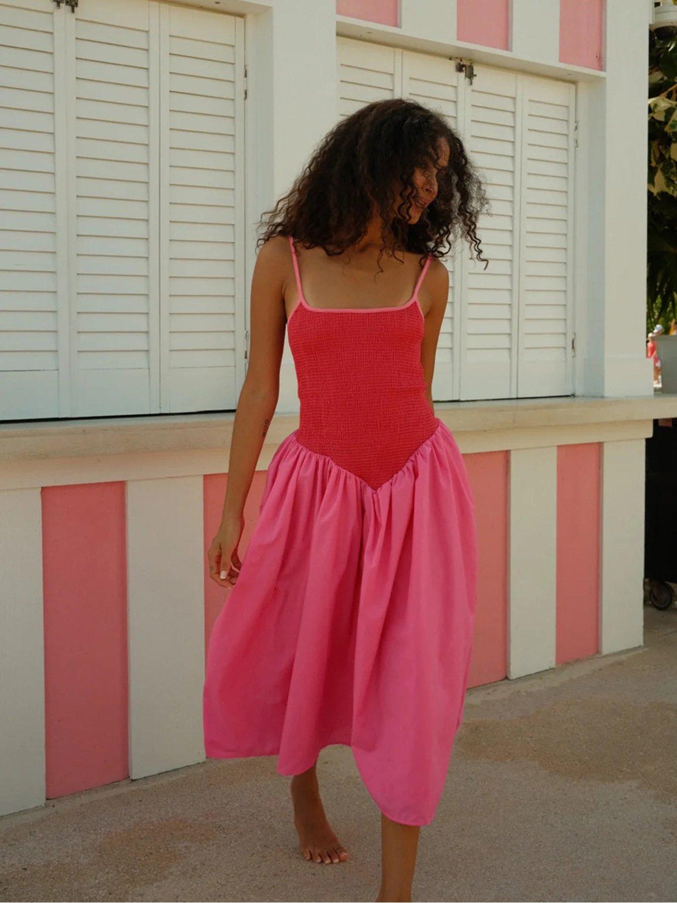 undefined Odette Smock Lightweight Beach Dress - Pink