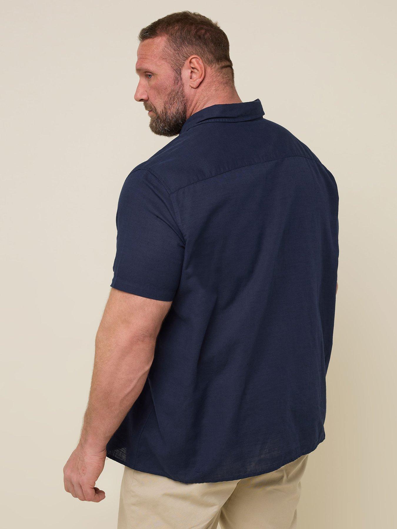 Image 2 of 4 of BadRhino Short Sleeve Linen Shirt - Blue