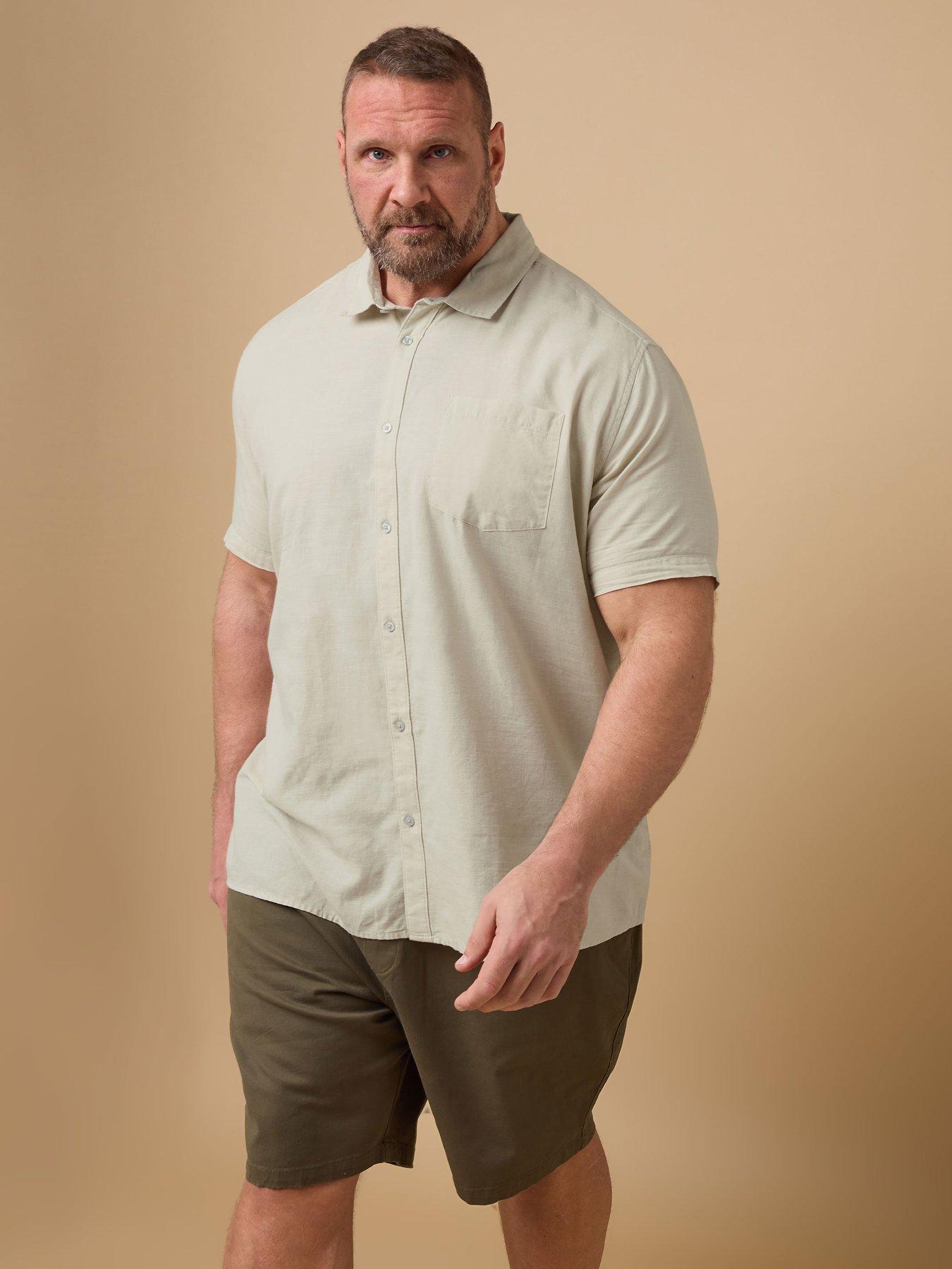 BadRhino Short Sleeve Linen Shirt, Natural, Size 2Xl, Men