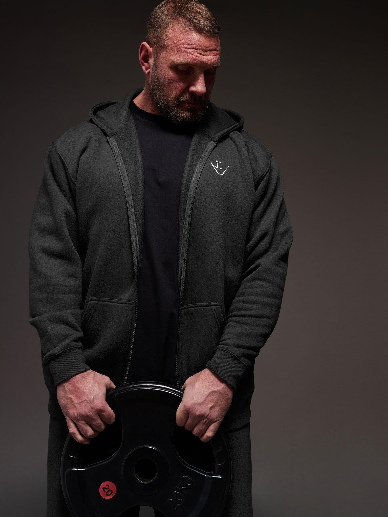 BadRhino Ironrhino Logo Zip Through Hoodie, Black, Size 5-6Xl, Men