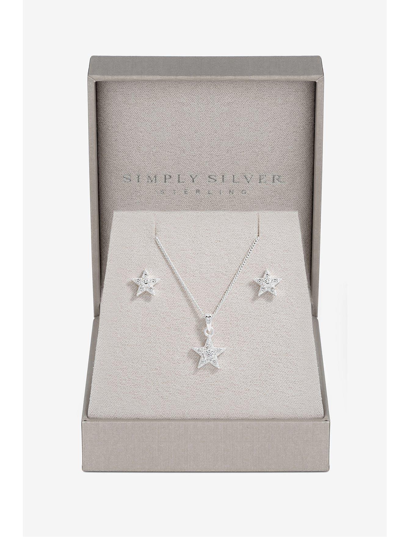 undefined Silver Tone 925 Cubic Zirconia Celestial Set With Gift Boxed