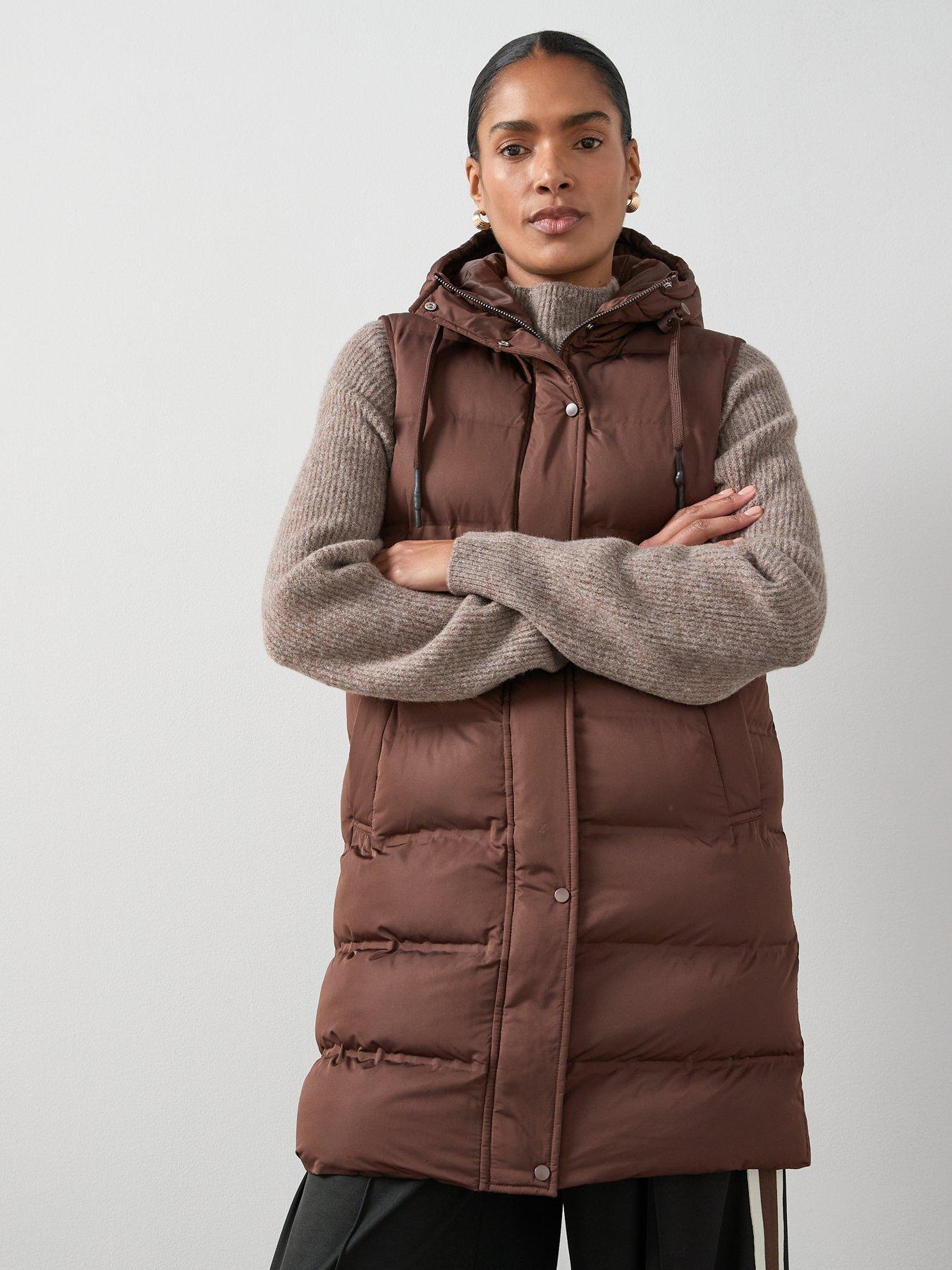 The Very Collection Longline Hooded Gilet - Chocolate Brown