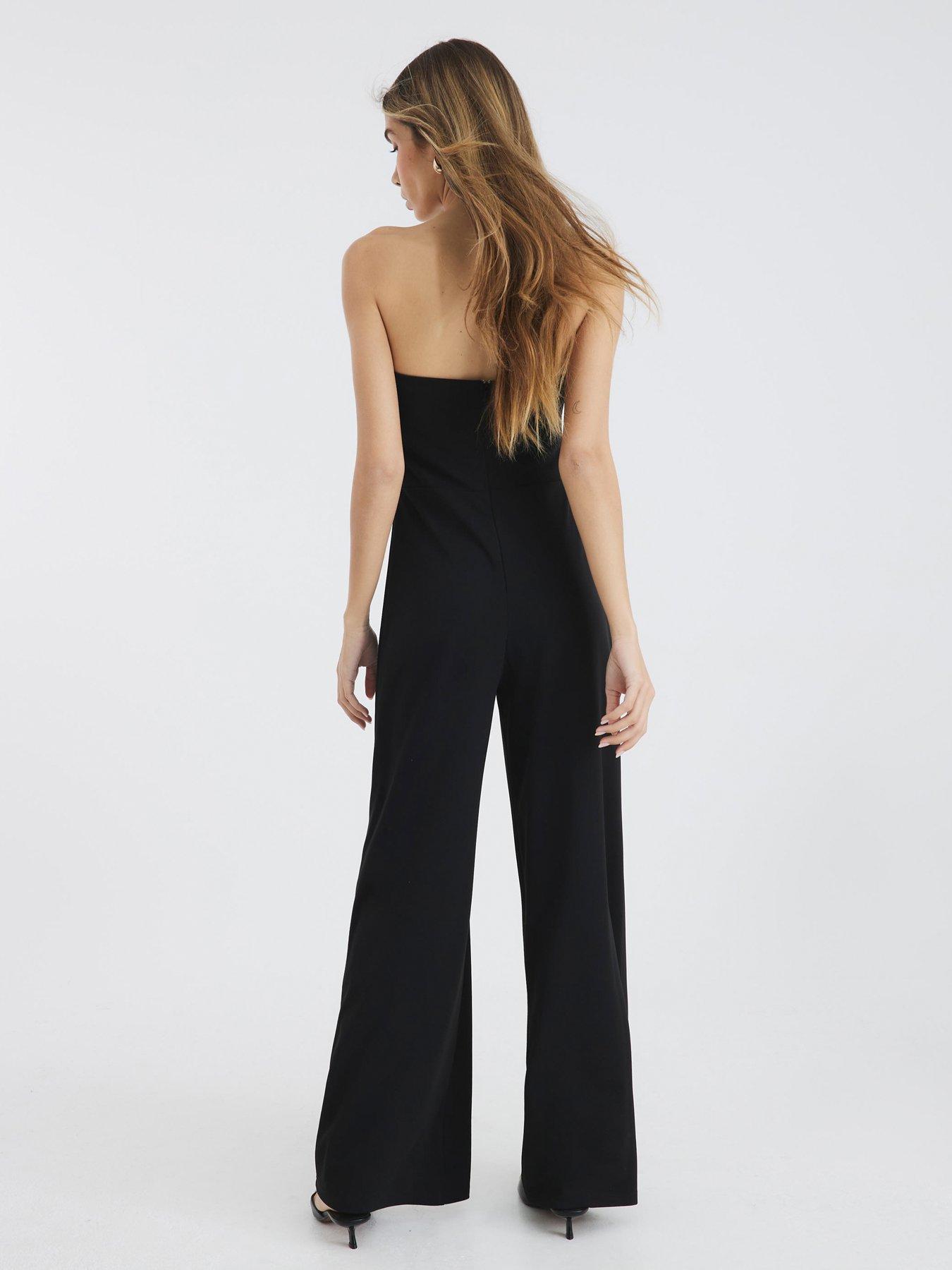 Image 2 of 4 of River Island Bandeau Trim Jumpsuit - Black