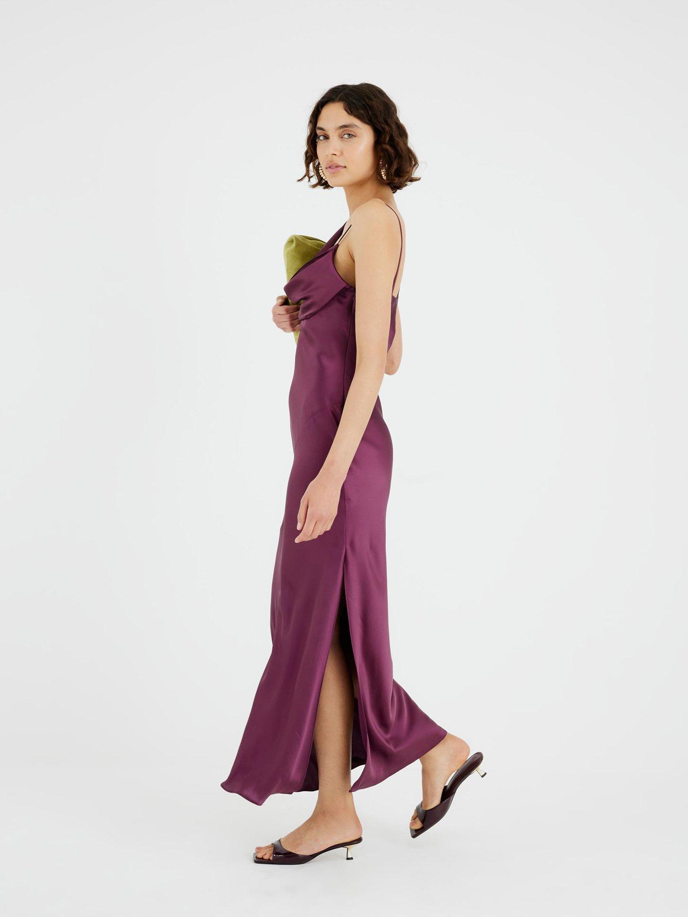 strapless open back dress Dark Purple sequin top Multi Layer dress with Trial – Kulreeti®