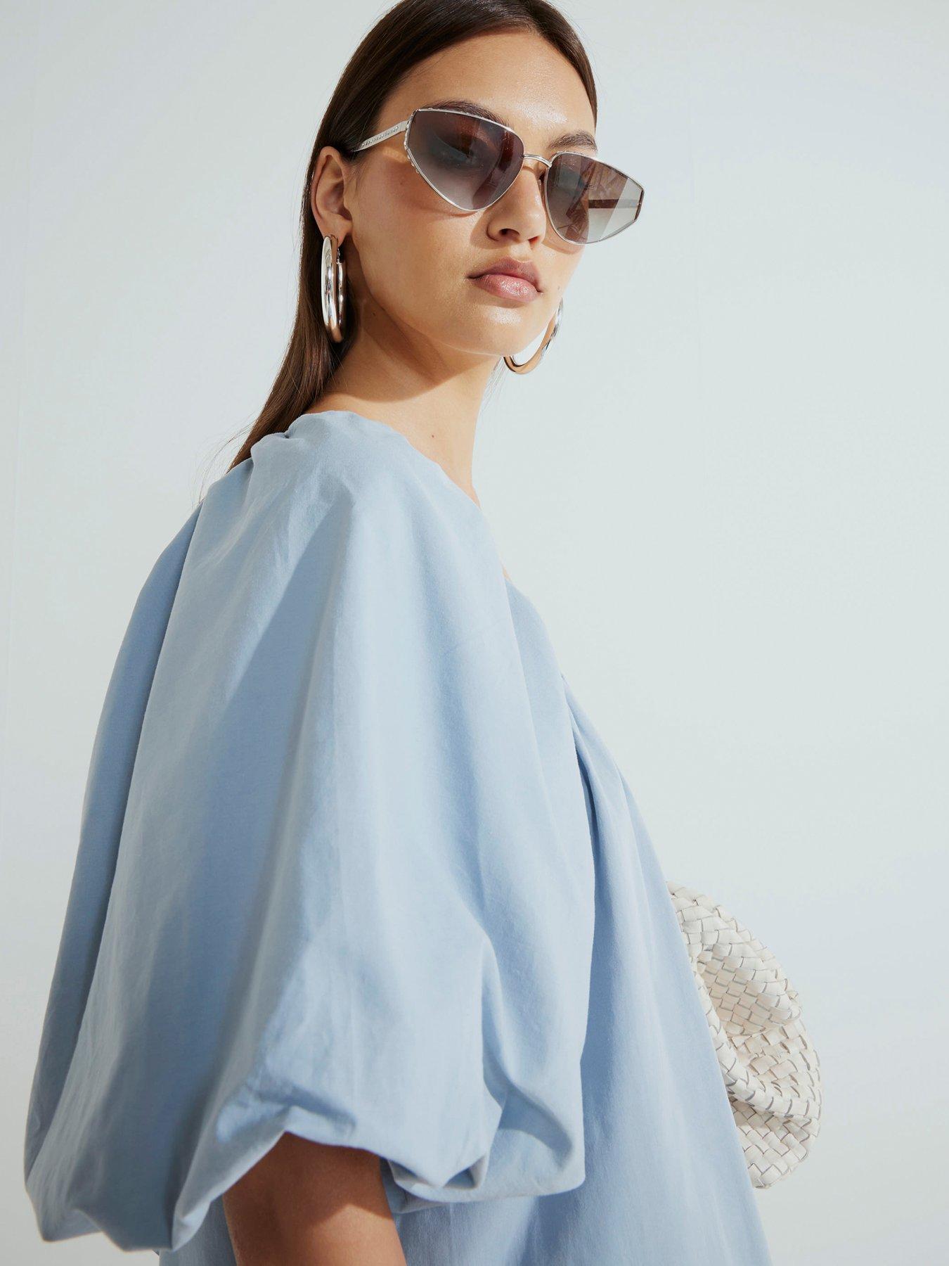 Image 4 of 4 of River Island Puff Sleeve Detail Top - Blue