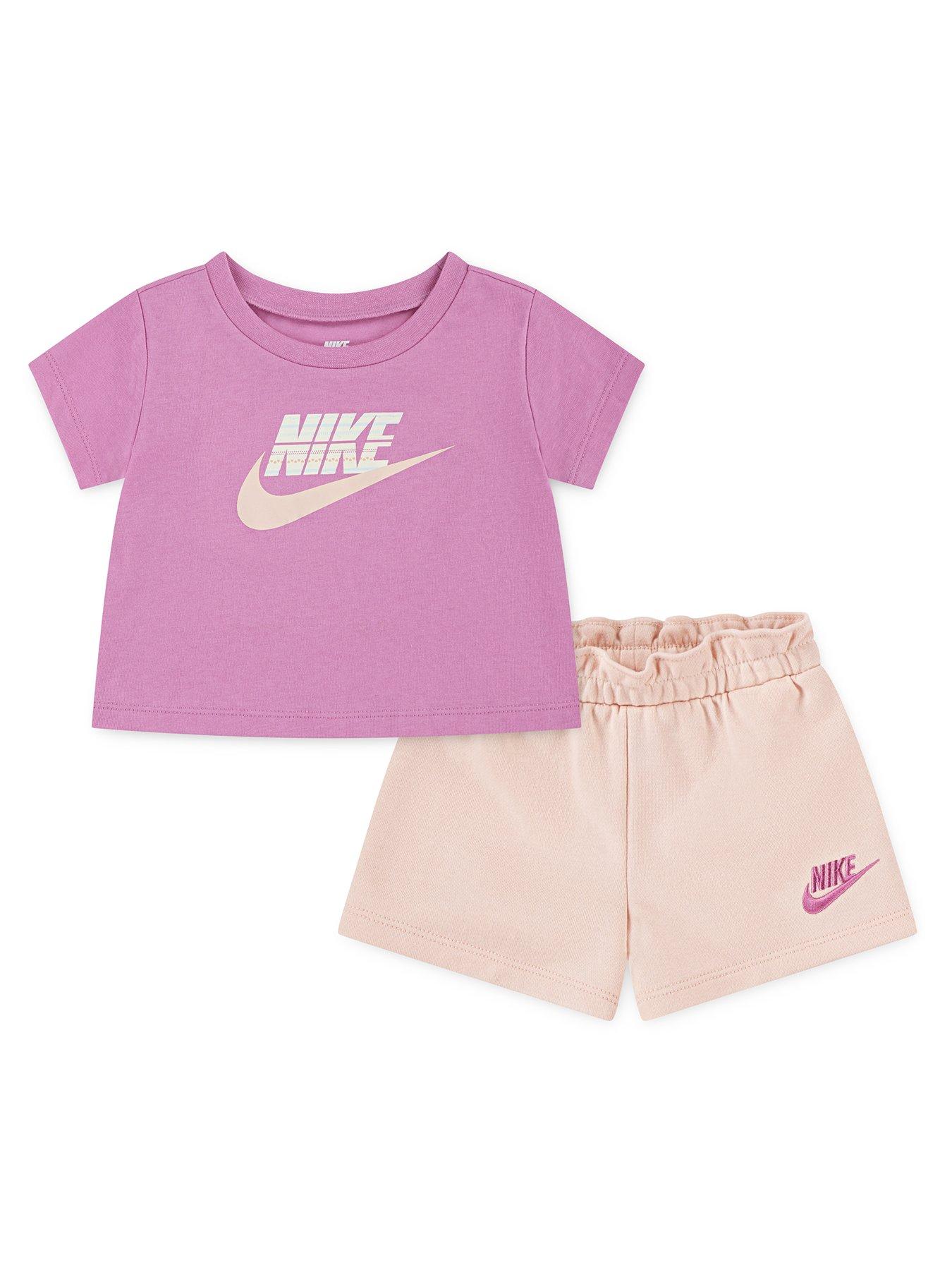 undefined Kids Girls Jersey Shorts And T-Shirt Set - Pink