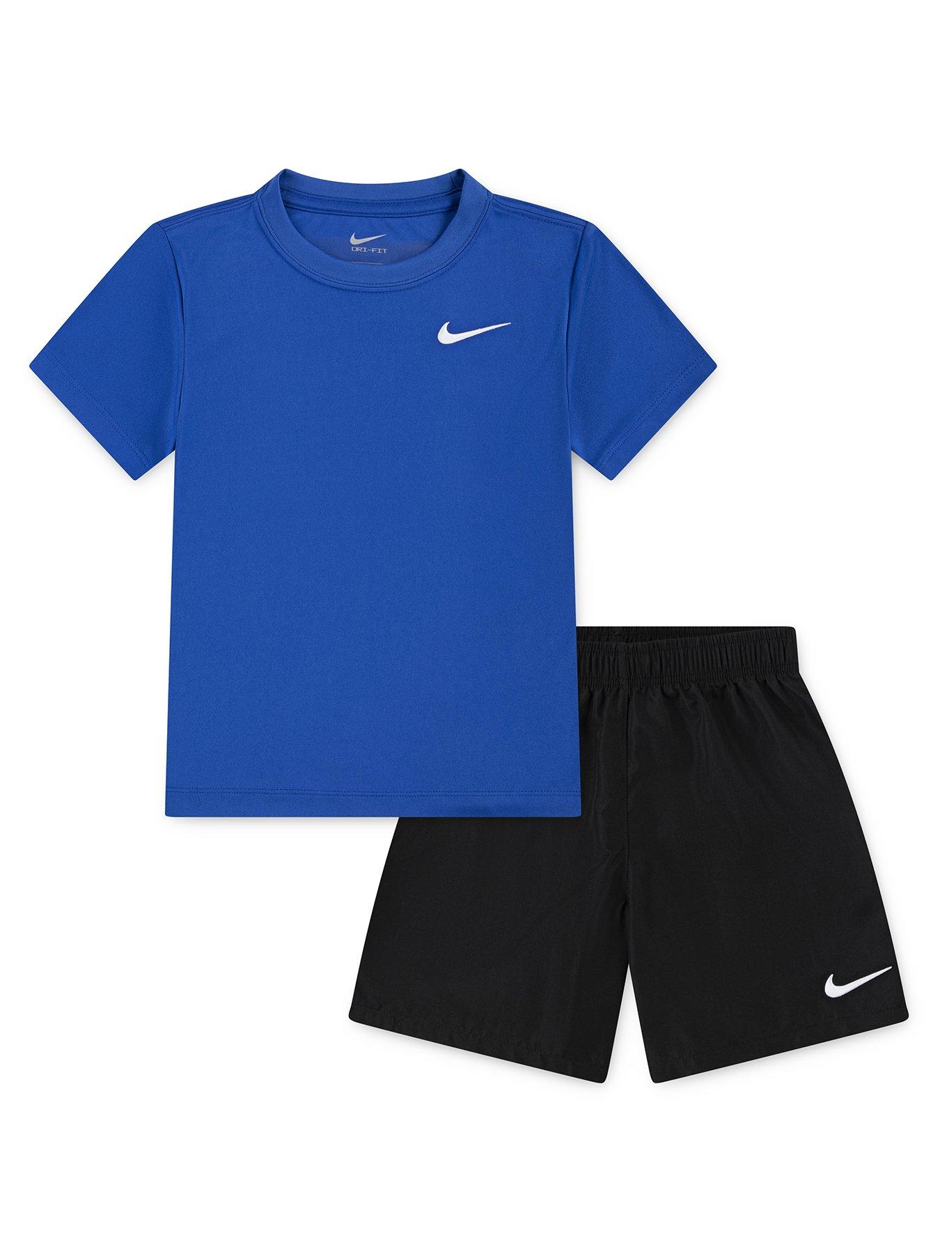 undefined Kids Boys Dri-fit Shorts And T-shirt Set - Black/blue