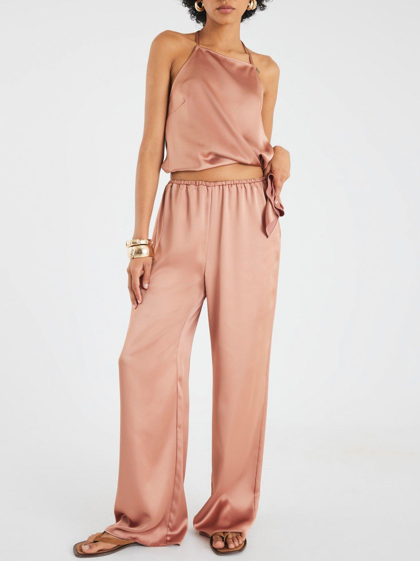 undefined Satin Straight Leg Trousers