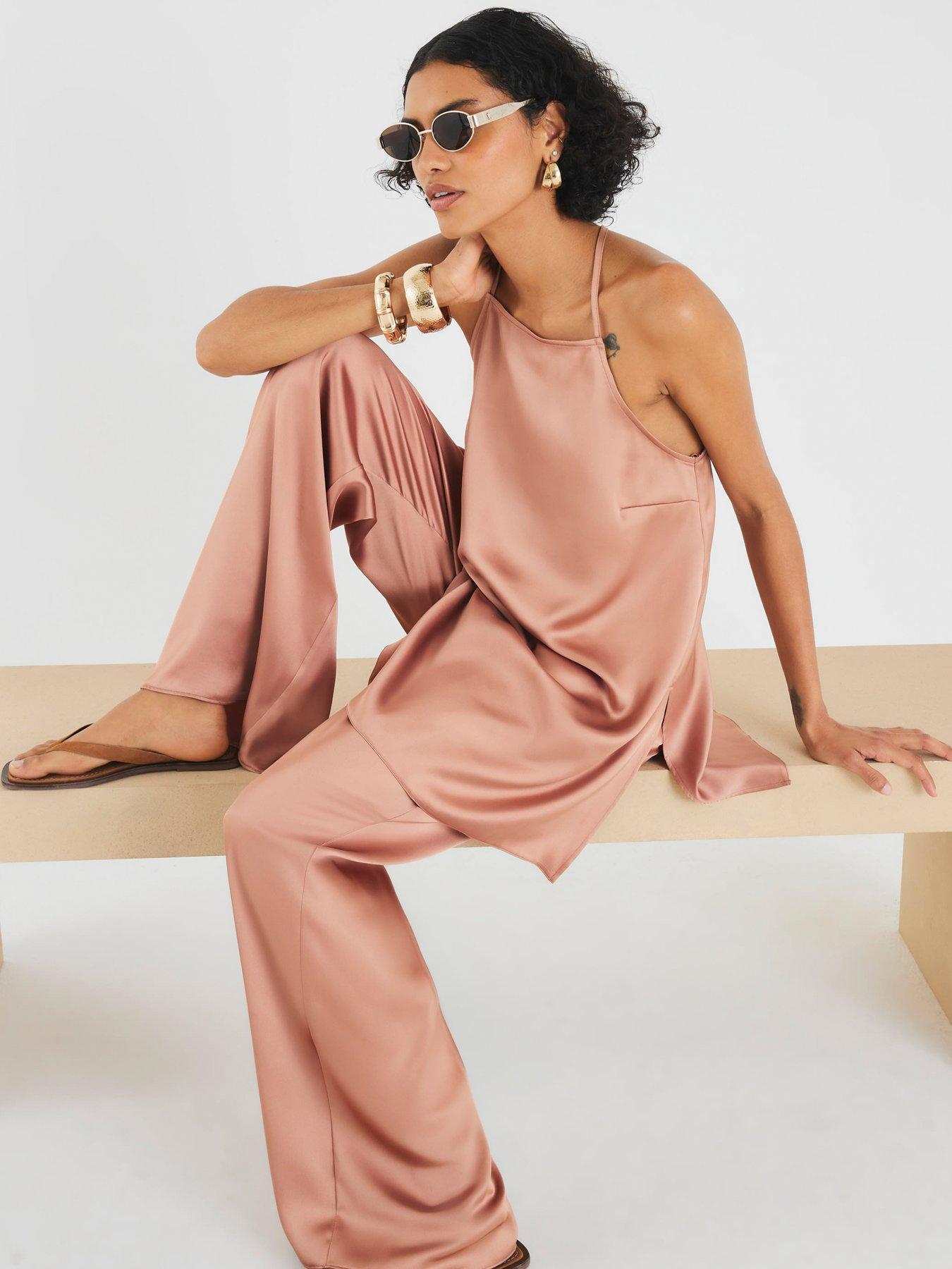 Image 2 of 4 of River Island Satin Straight Leg Trousers