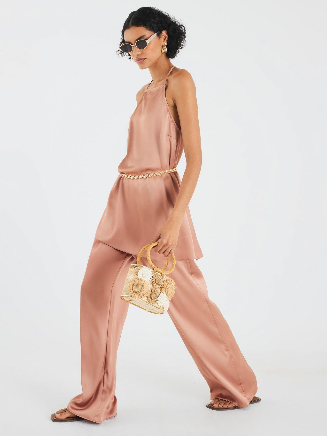 Image 3 of 4 of River Island Satin Straight Leg Trousers