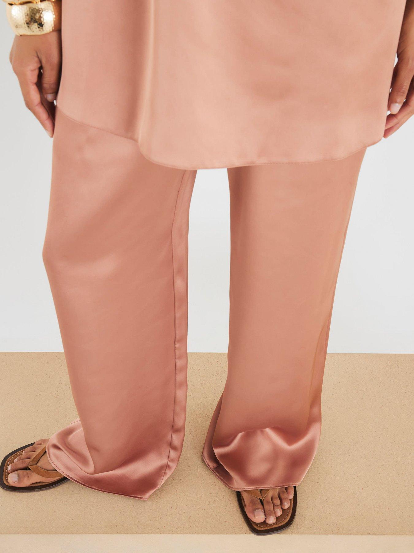 Image 4 of 4 of River Island Satin Straight Leg Trousers