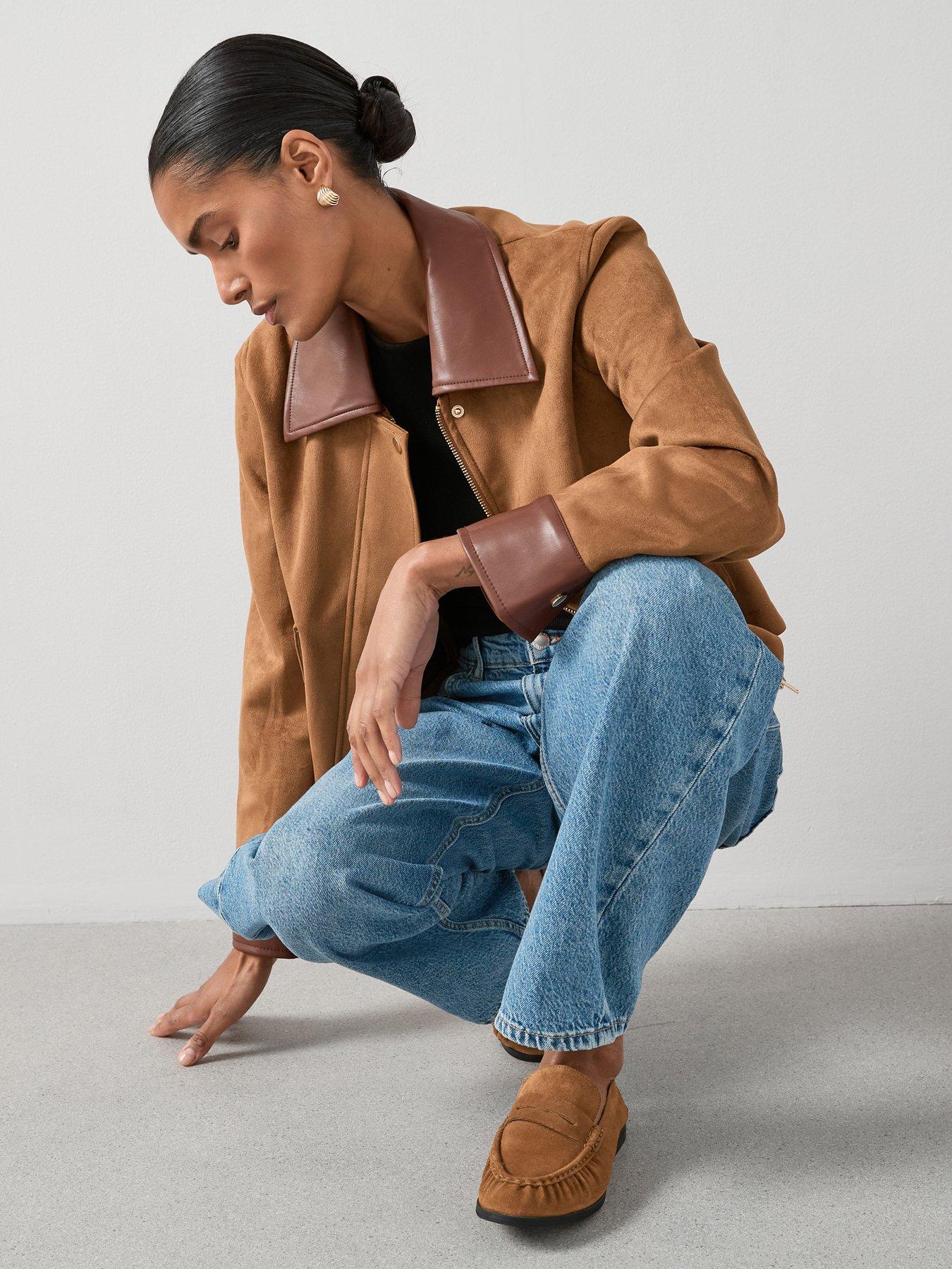 Image 5 of 7 of The Very Collection Faux Suede Barn Jacket - Brown