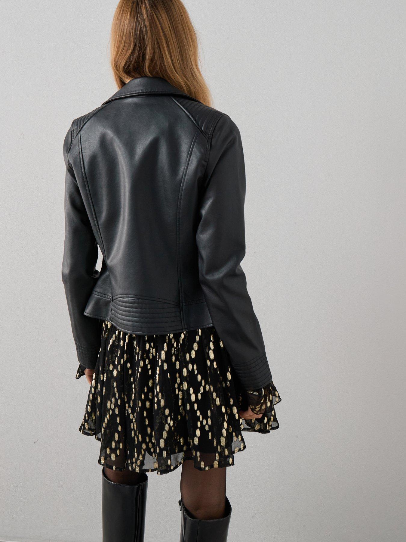 Image 2 of 7 of The Very Collection Faux Leather Biker Jacket - Black