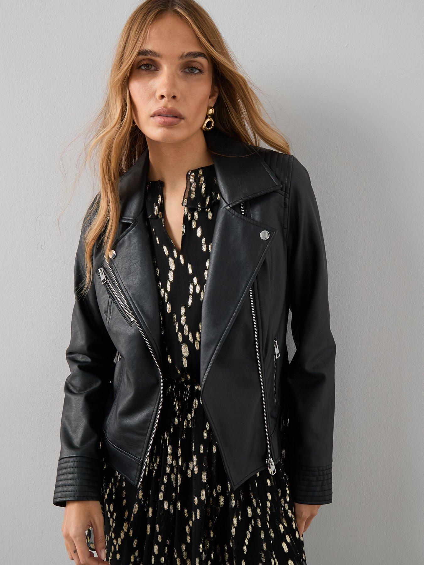 Image 6 of 7 of The Very Collection Faux Leather Biker Jacket - Black