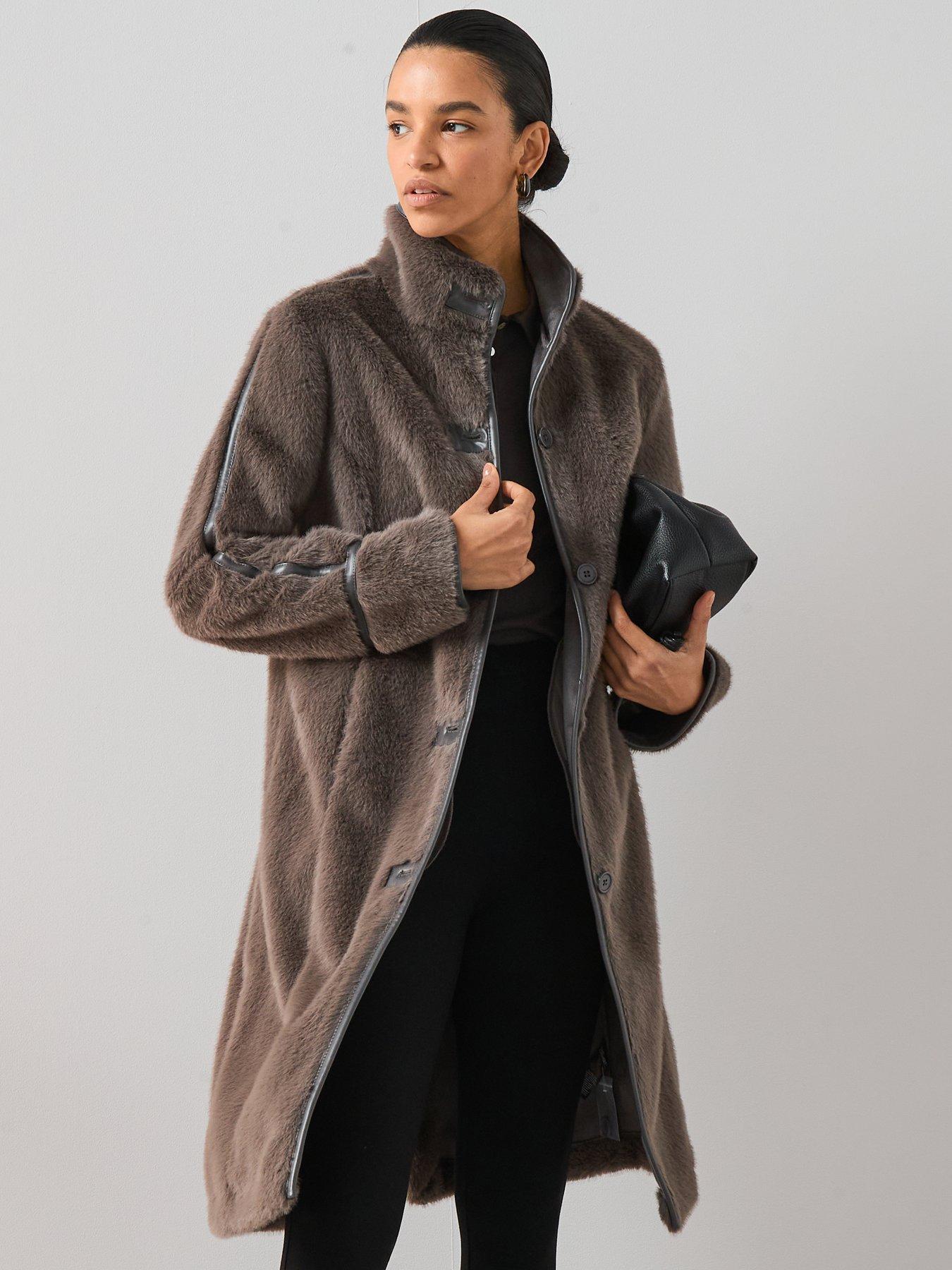 The Very Collection Luxe Faux Shearling Coat - Mink
