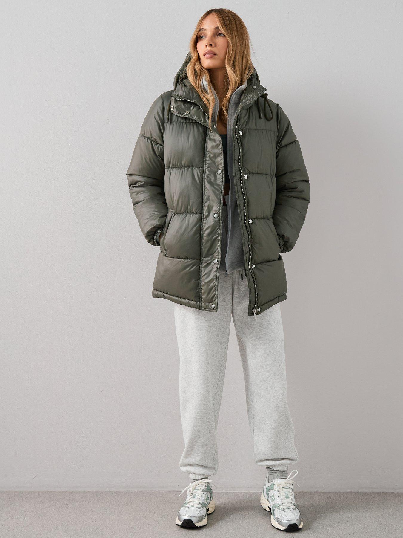 The Very Collection: Glossy Padded Coat - Khaki