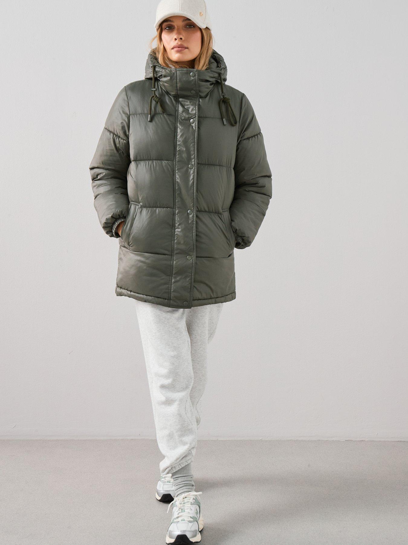 Image 6 of 7 of The Very Collection Glossy Padded Coat - Khaki