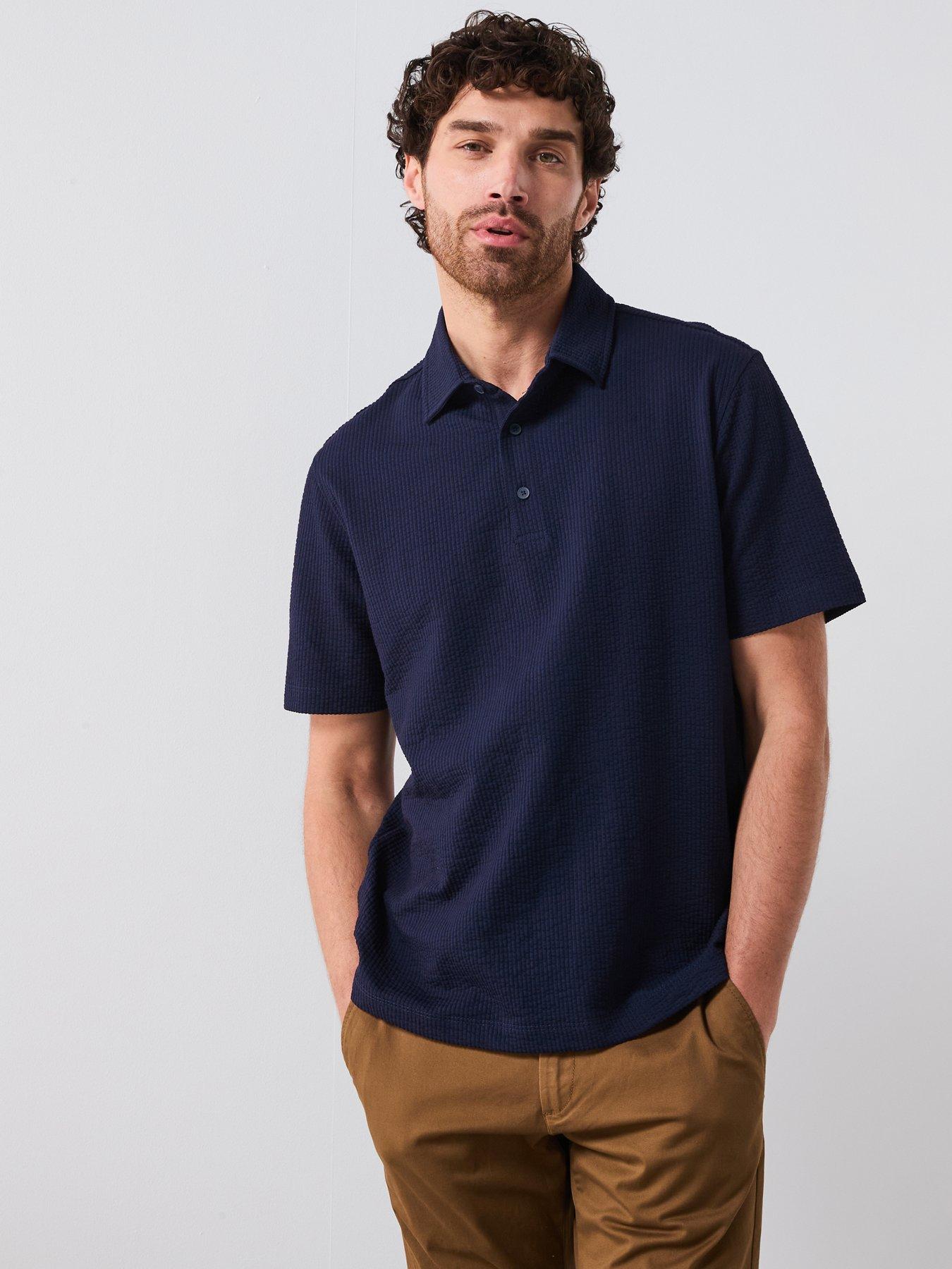 undefined Seerp Smart Short Sleeve Textured Polo Shirt - Navy