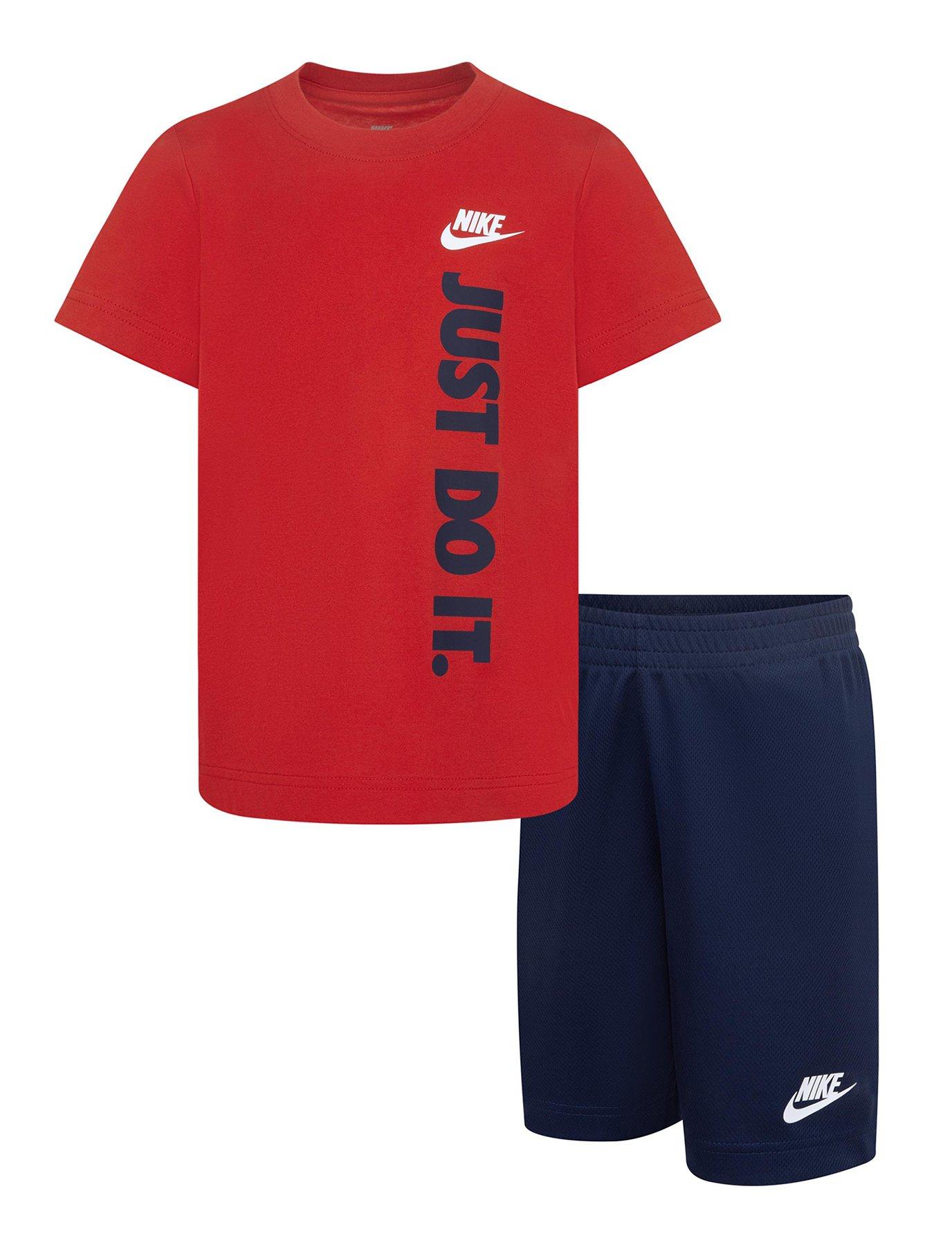 undefined Kids Boys Just Do It Shorts And T-Shirt Set - Navy/Red