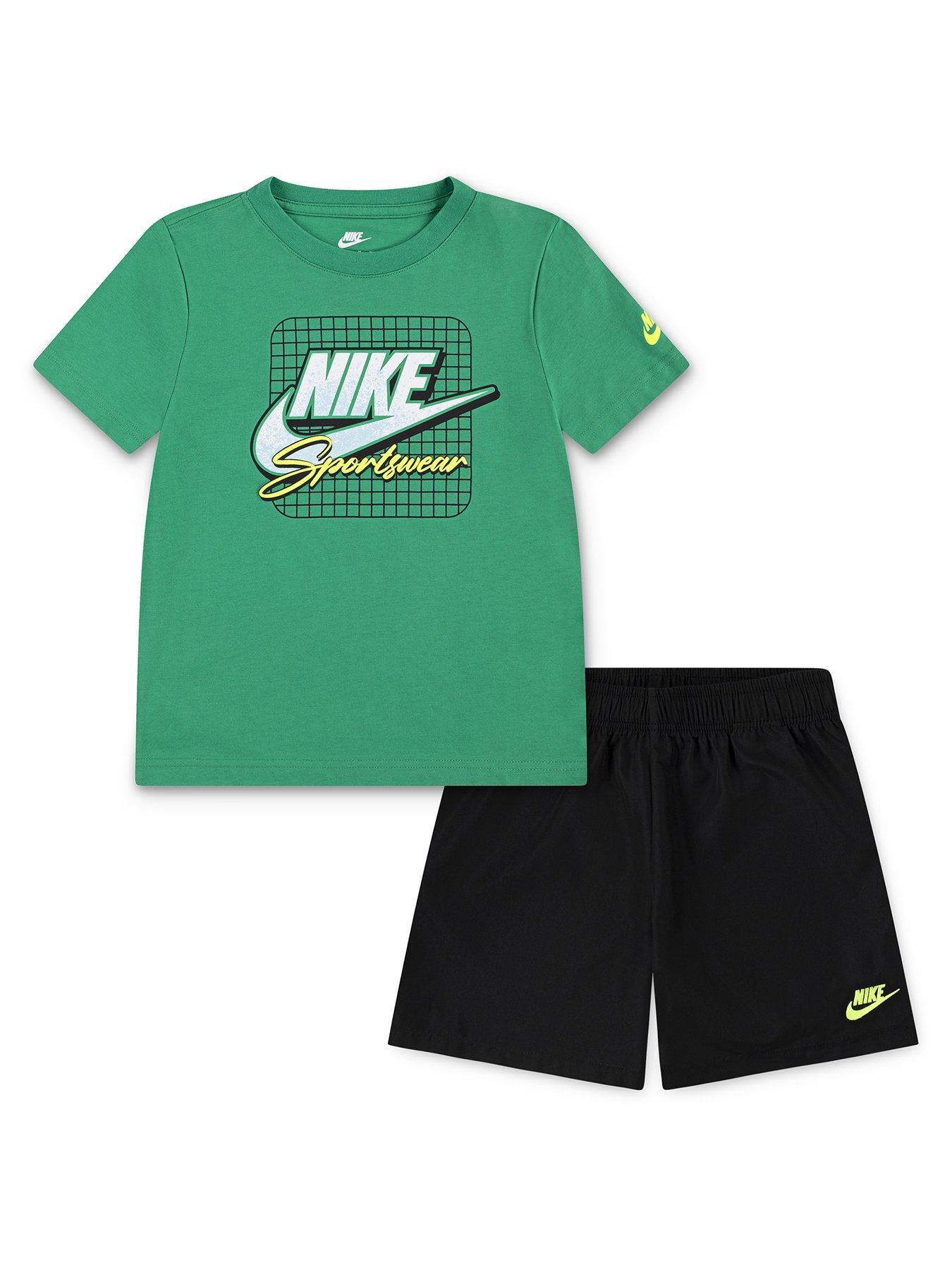 undefined Kids Boys Shorts And T-Shirt Set - Green/Black