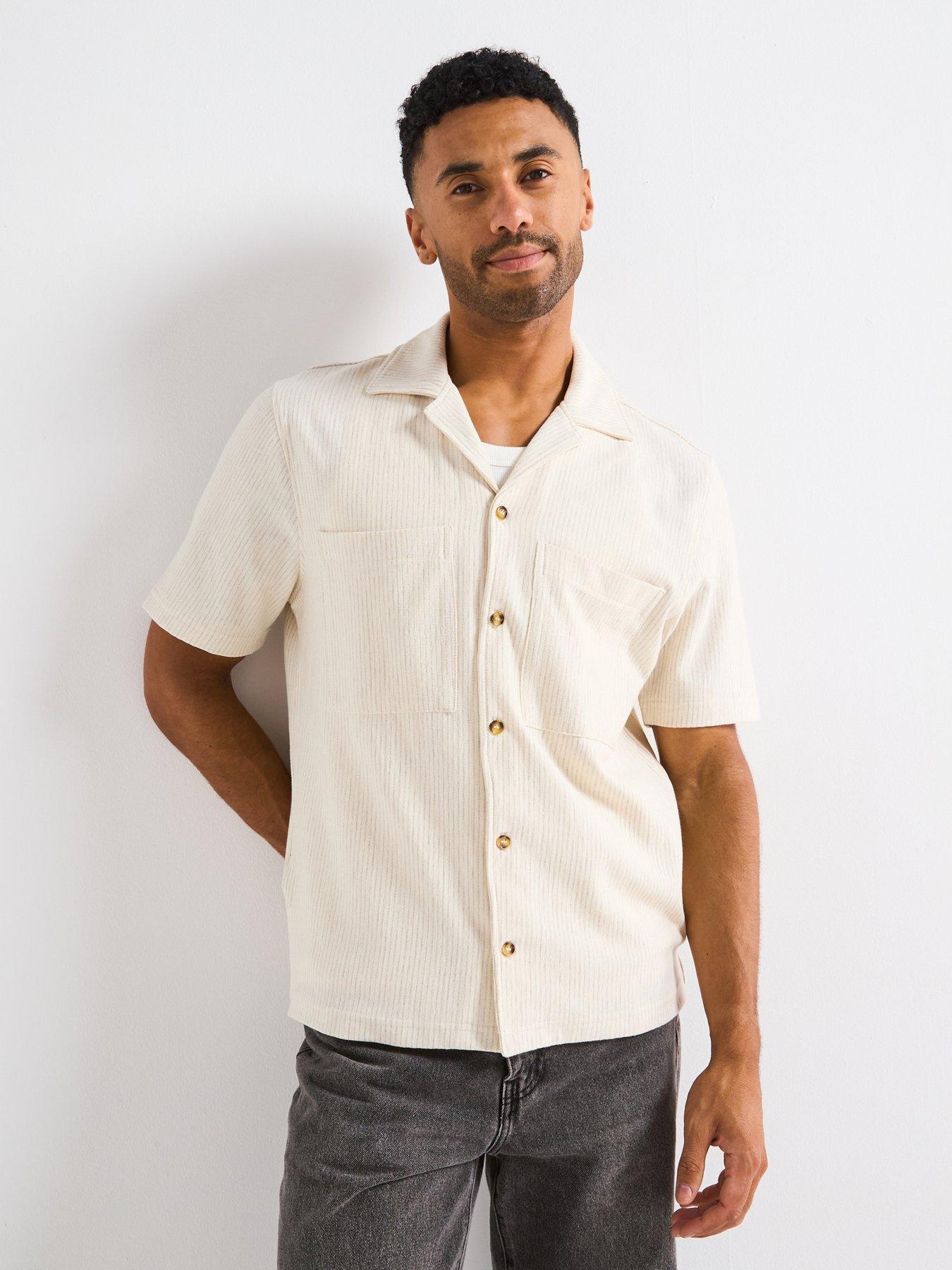 Mango Moyac Smart Casual Cuban Collar Textured Shirt